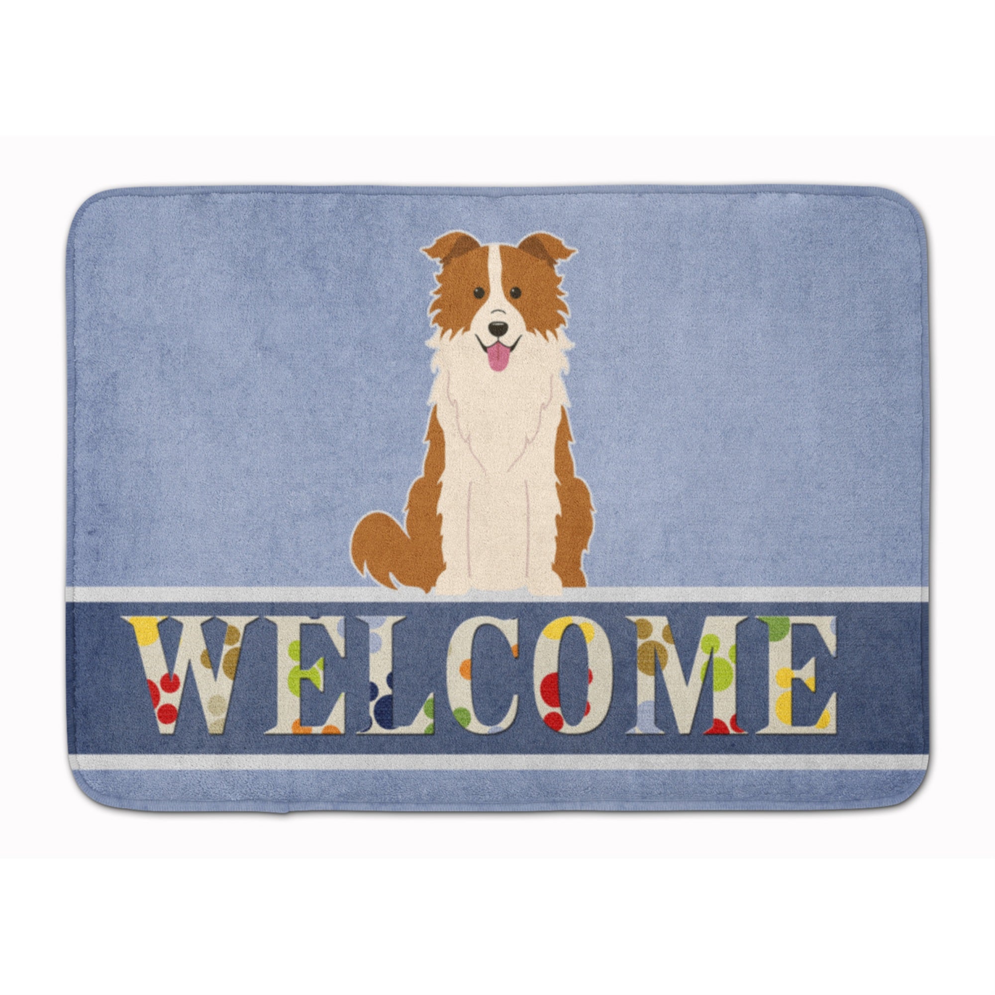 'Caroline'S Treasures Border Collie Red White Welcome Floor Mat, 19 X 27, Multicolor''