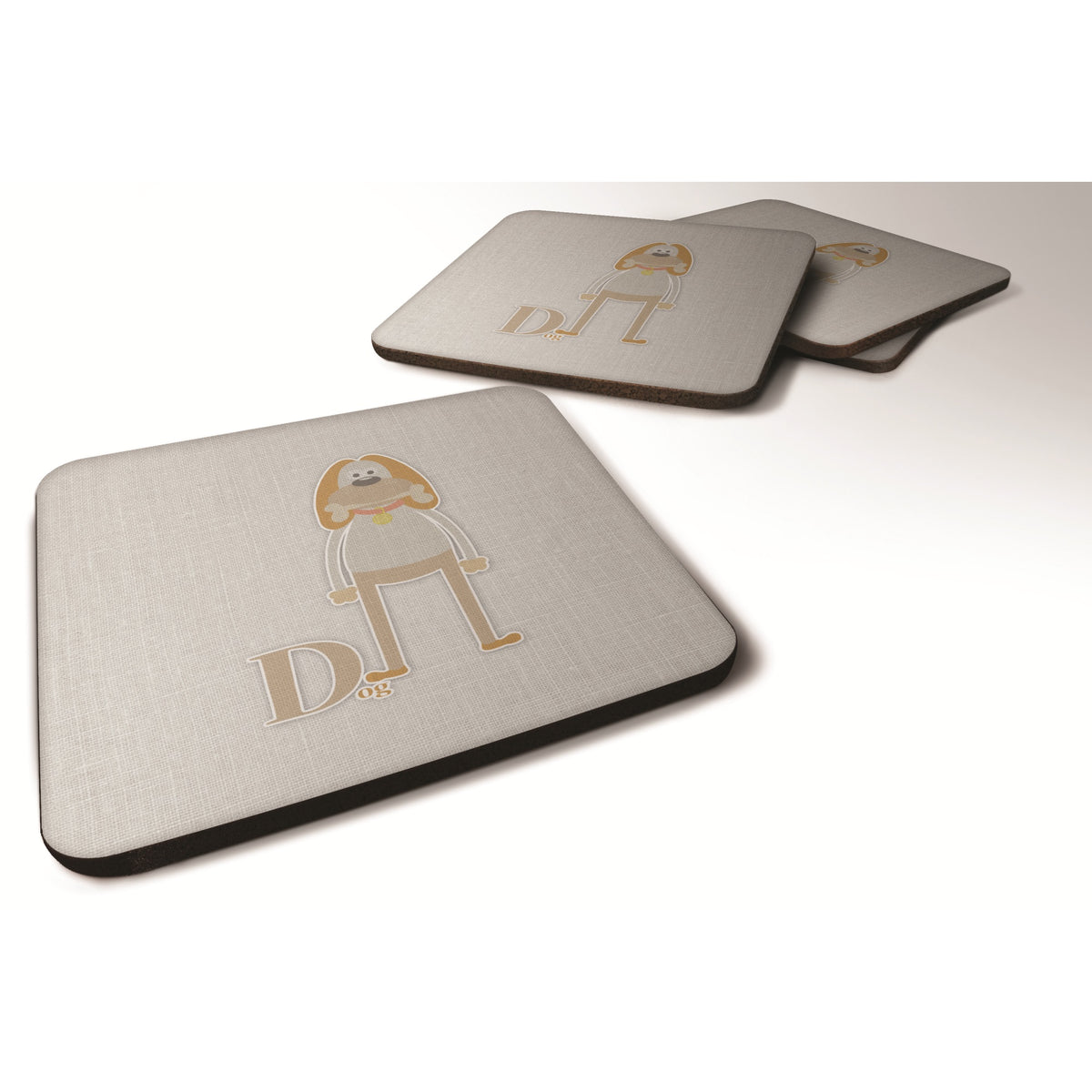 'Caroline'S Treasures Alphabet D For Dog Foam Coaster Set Of 4, 3.5, Multicolor''