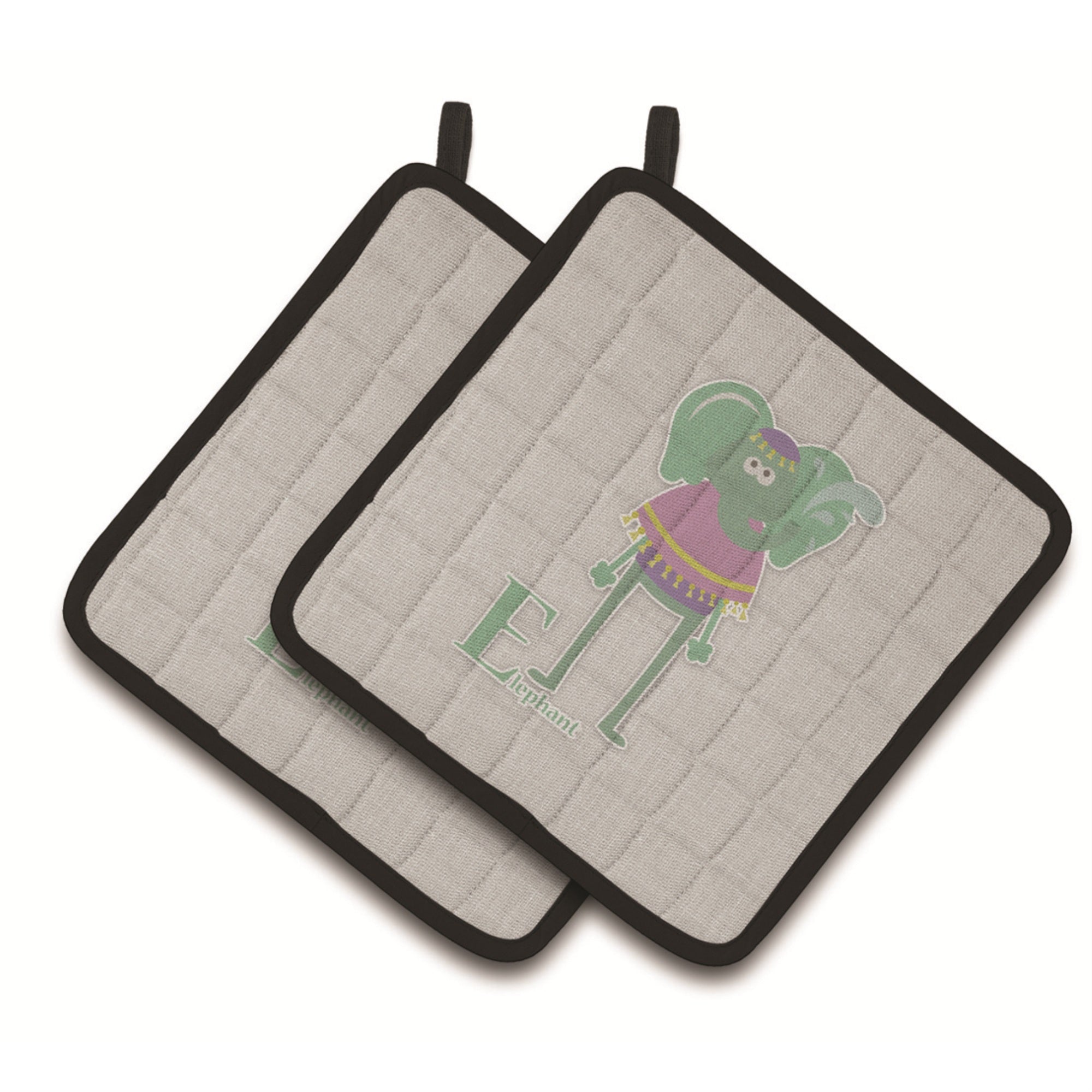 'Caroline'S Treasures Alphabet E For Elephant Pair Of Pot Holders, 7.5Hx7.5W, Multicolor''