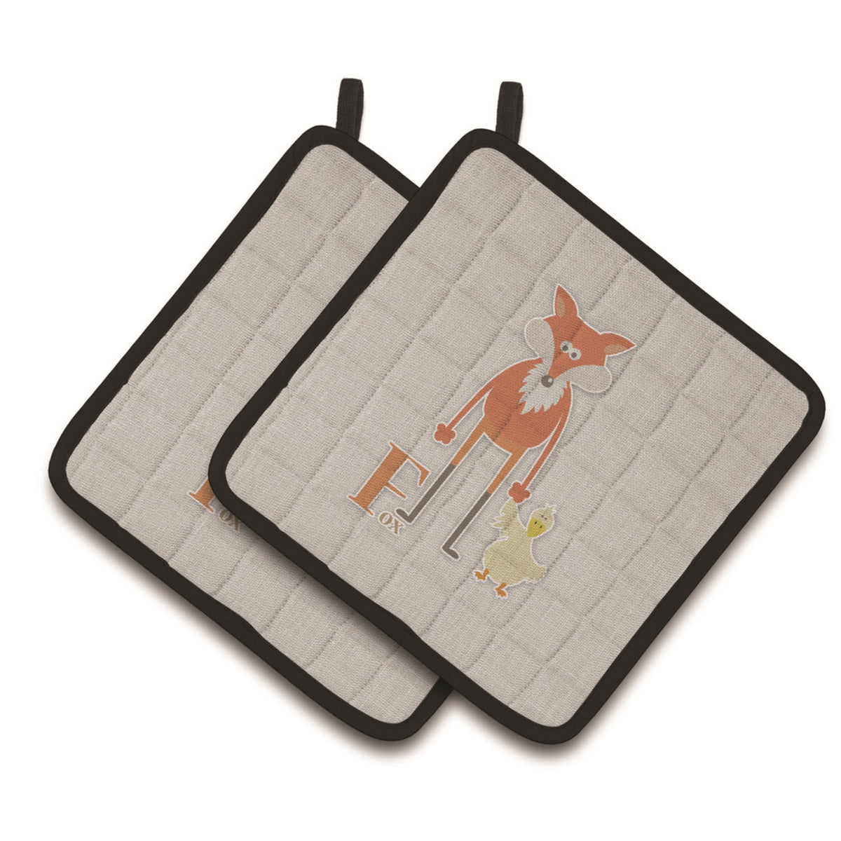 'Caroline'S Treasures Alphabet F For Fox Pair Of Pot Holders, 7.5Hx7.5W, Multicolor''
