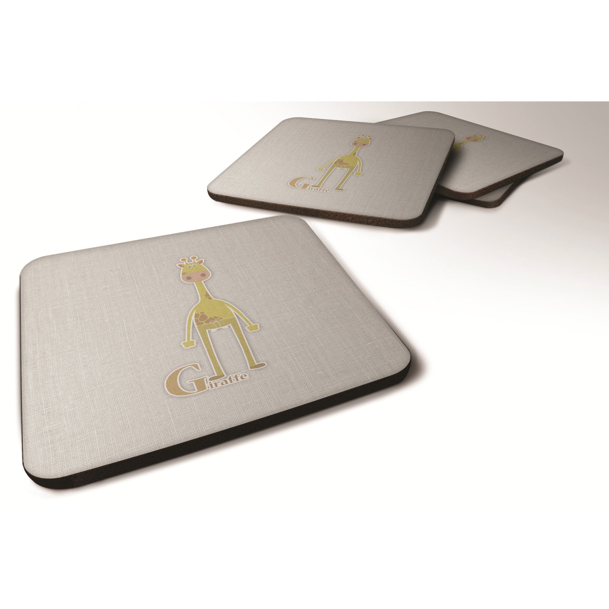 'Caroline'S Treasures Alphabet G For Giraffe Foam Coaster Set Of 4, 3.5, Multicolor''