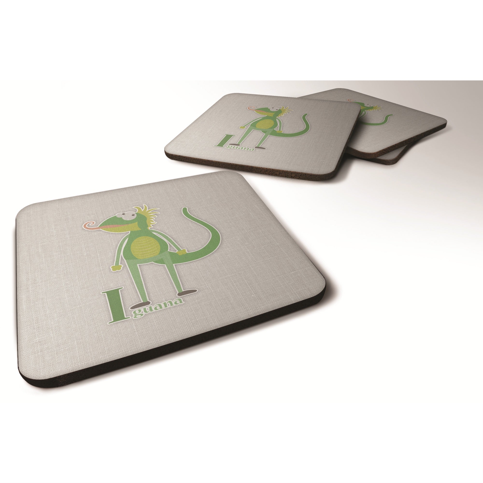 'Caroline'S Treasures Alphabet I For Iguana Foam Coaster Set Of 4, 3.5, Multicolor''
