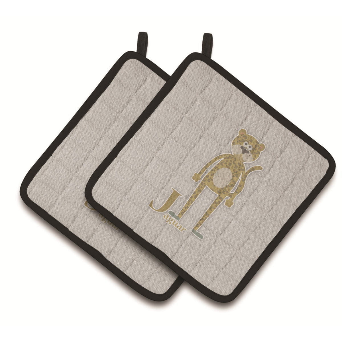 'Caroline'S Treasures Alphabet J For Jaguar Pair Of Pot Holders, 7.5Hx7.5W, Multicolor''