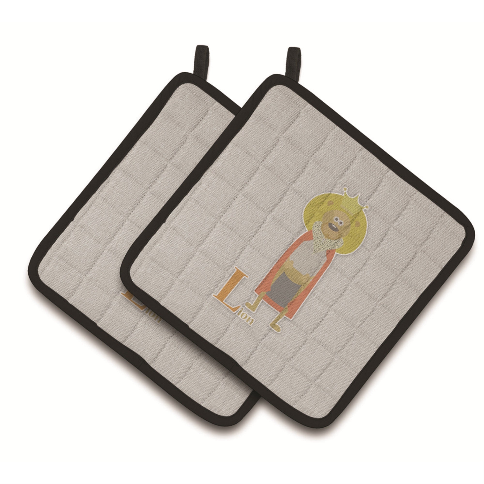 'Caroline'S Treasures Alphabet L For Lion Pair Of Pot Holders, 7.5Hx7.5W, Multicolor''