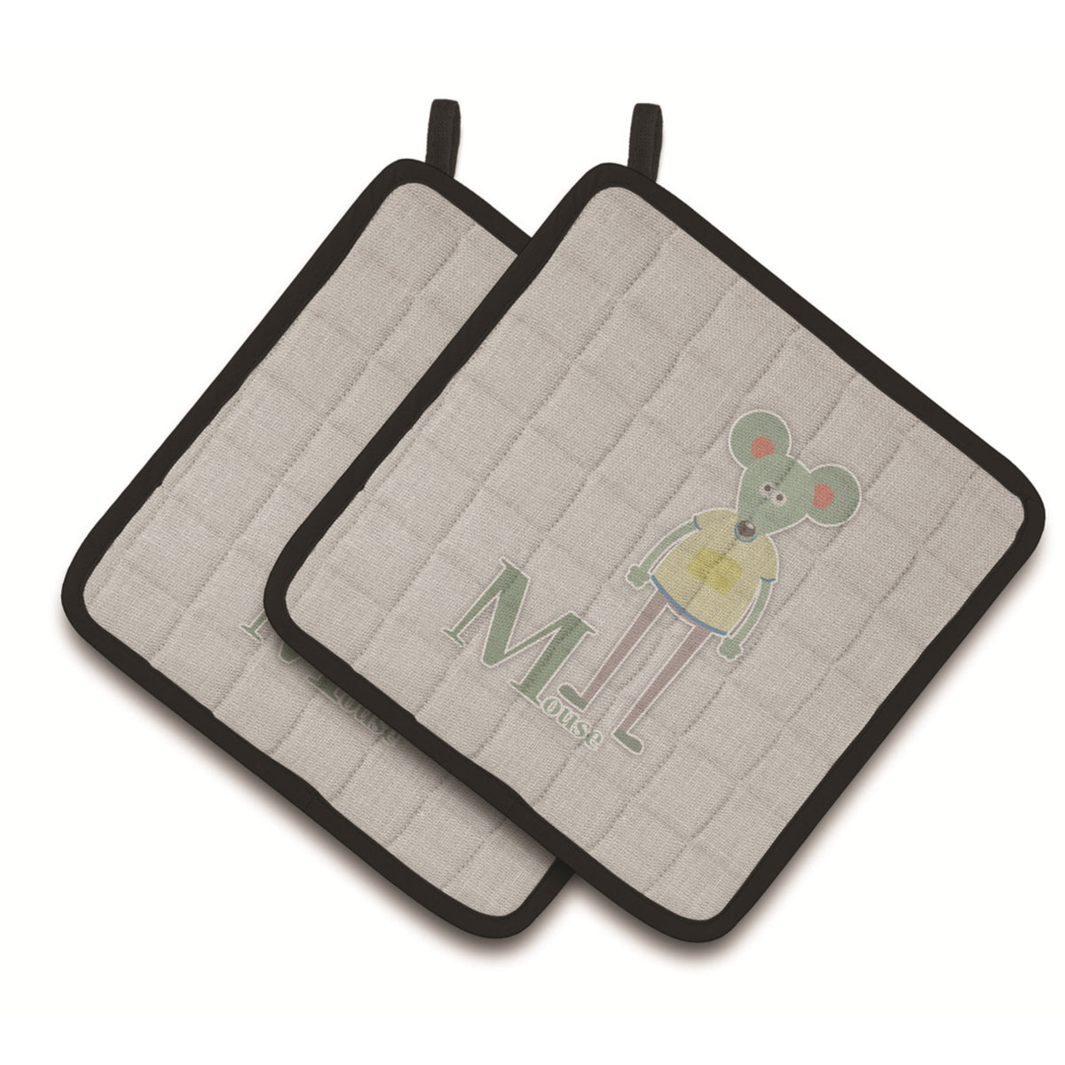 'Caroline'S Treasures Alphabet M For Mouse Pair Of Pot Holders, 7.5Hx7.5W, Multicolor''