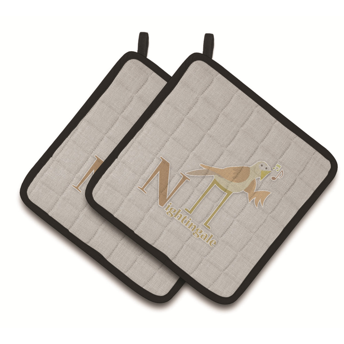 'Caroline'S Treasures Alphabet N For Nightingale Pair Of Pot Holders, 7.5Hx7.5W, Multicolor''