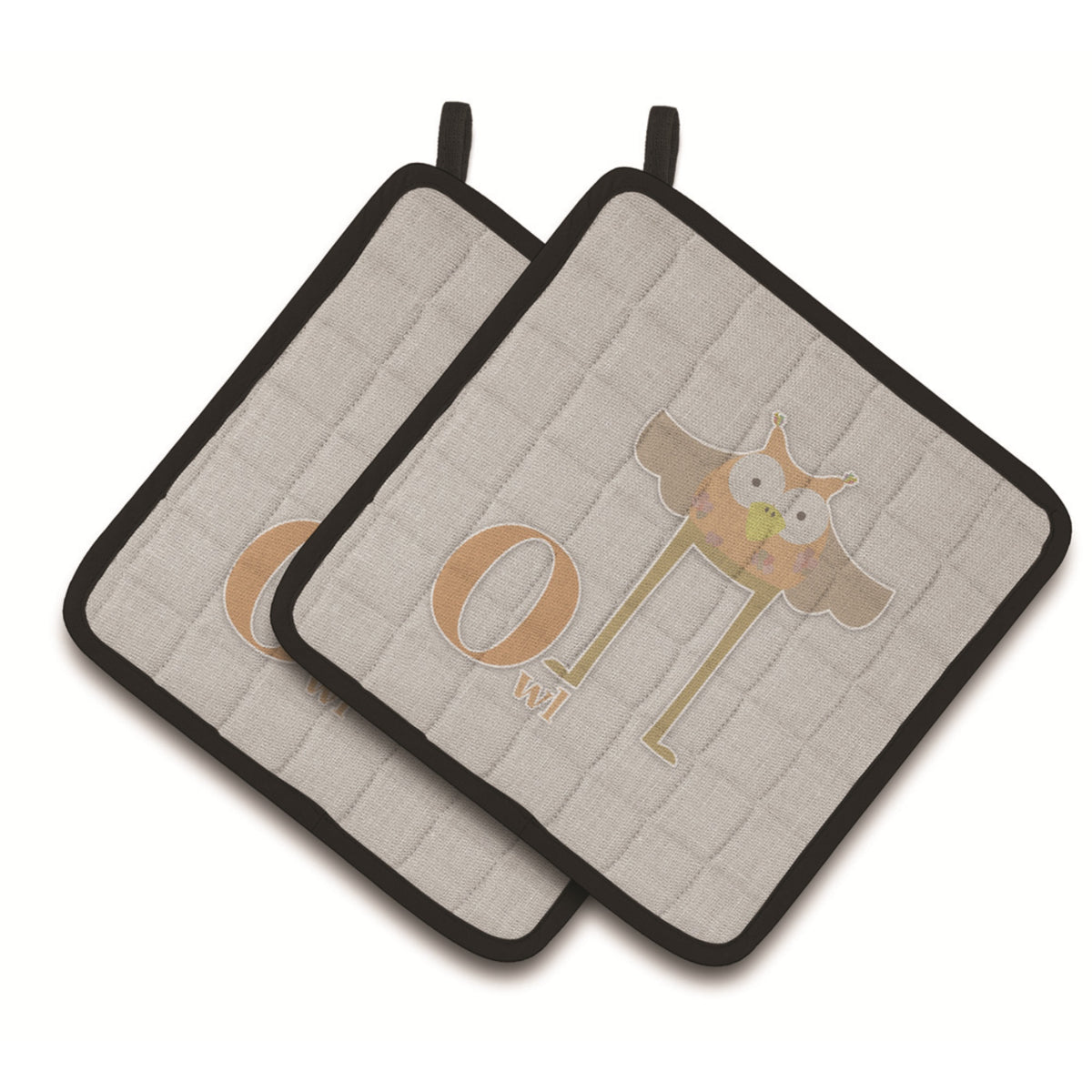 'Caroline'S Treasures Alphabet O For Owl Pair Of Pot Holders, 7.5Hx7.5W, Multicolor''