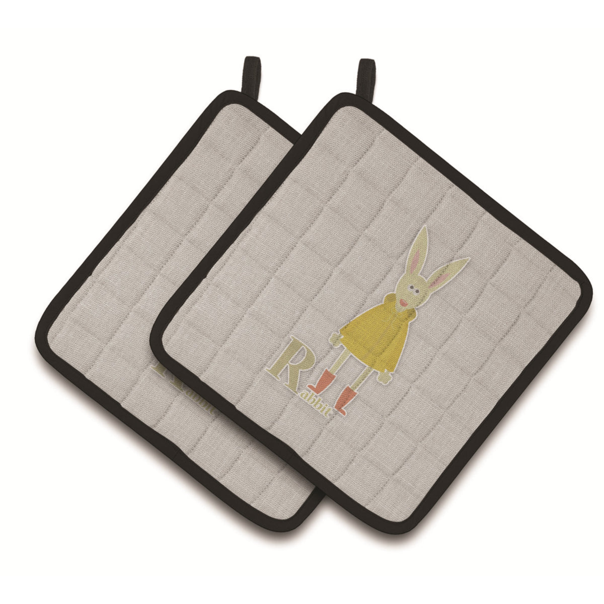 'Caroline'S Treasures Alphabet R For Rabbit Pair Of Pot Holders, 7.5Hx7.5W, Multicolor''