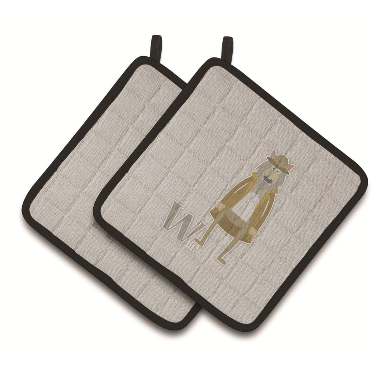 'Caroline'S Treasures Alphabet W For Wolf Pair Of Pot Holders, 7.5Hx7.5W, Multicolor''