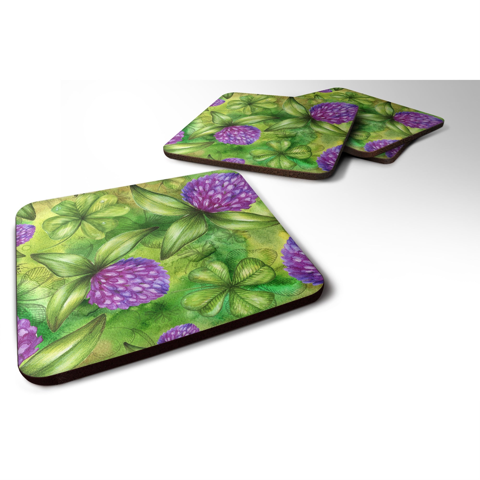 'Caroline'S Treasures Shamrocks In Bloom Foam Coaster Set Of 4, 3.5, Multicolor''