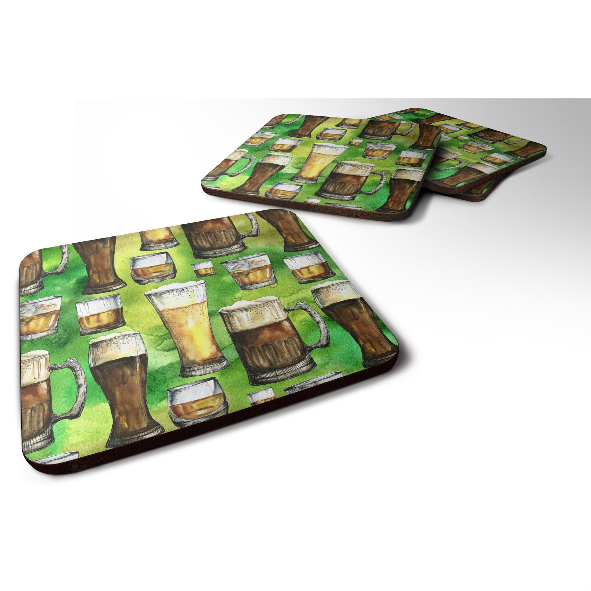 'Caroline'S Treasures Irish Beers Foam Coaster Set Of 4, 3.5, Multicolor''
