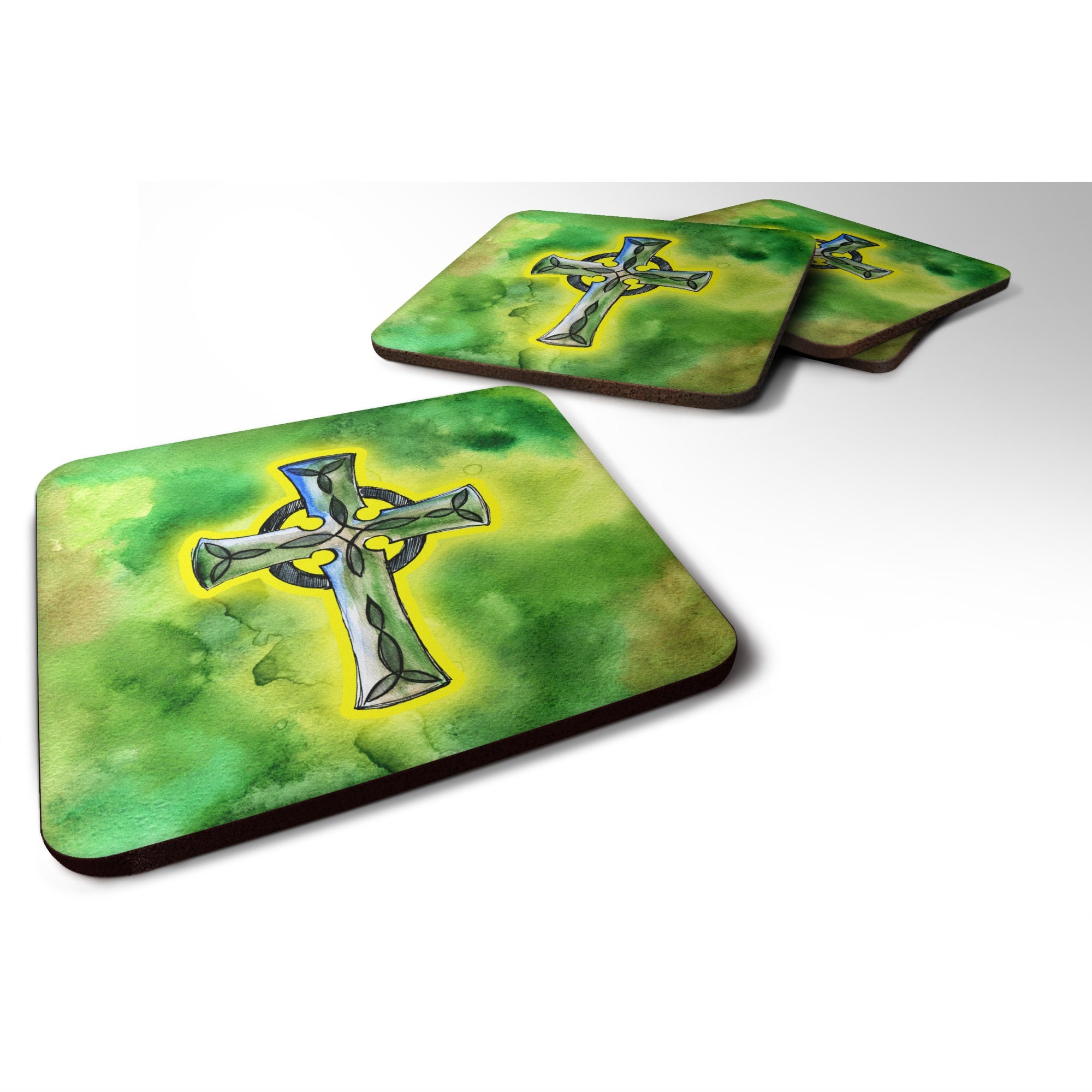'Caroline'S Treasures Irish Celtic Cross Foam Coaster Set Of 4, 3.5, Multicolor''