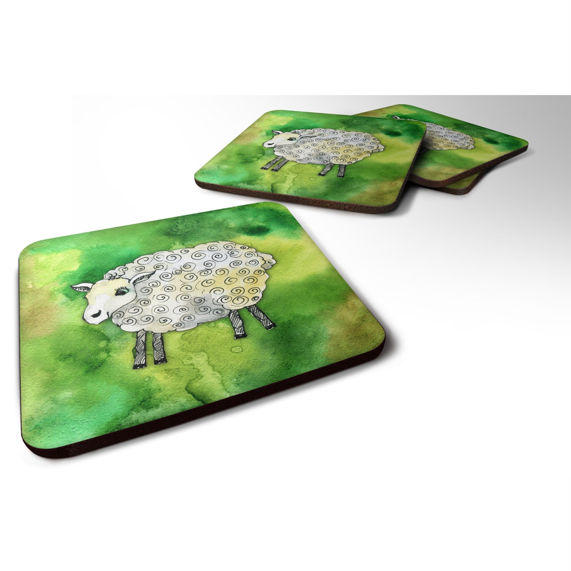 'Caroline'S Treasures Irish Sheep Foam Coaster Set Of 4, 3.5, Multicolor''
