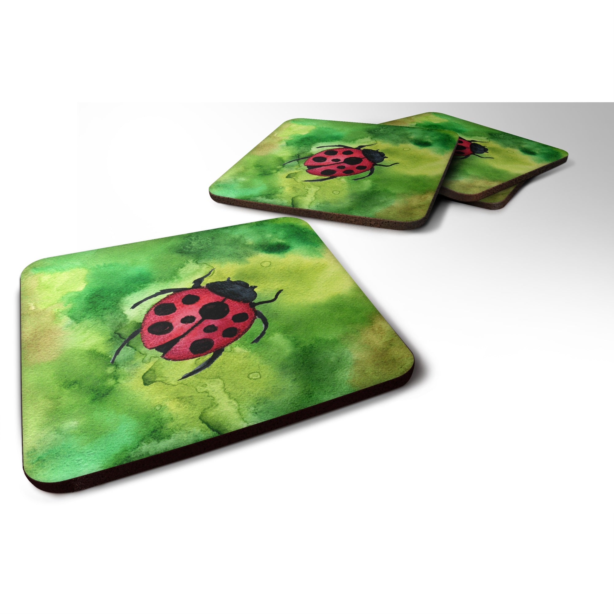 'Caroline'S Treasures Irish Lady Bug Foam Coaster Set Of 4, 3.5, Multicolor''