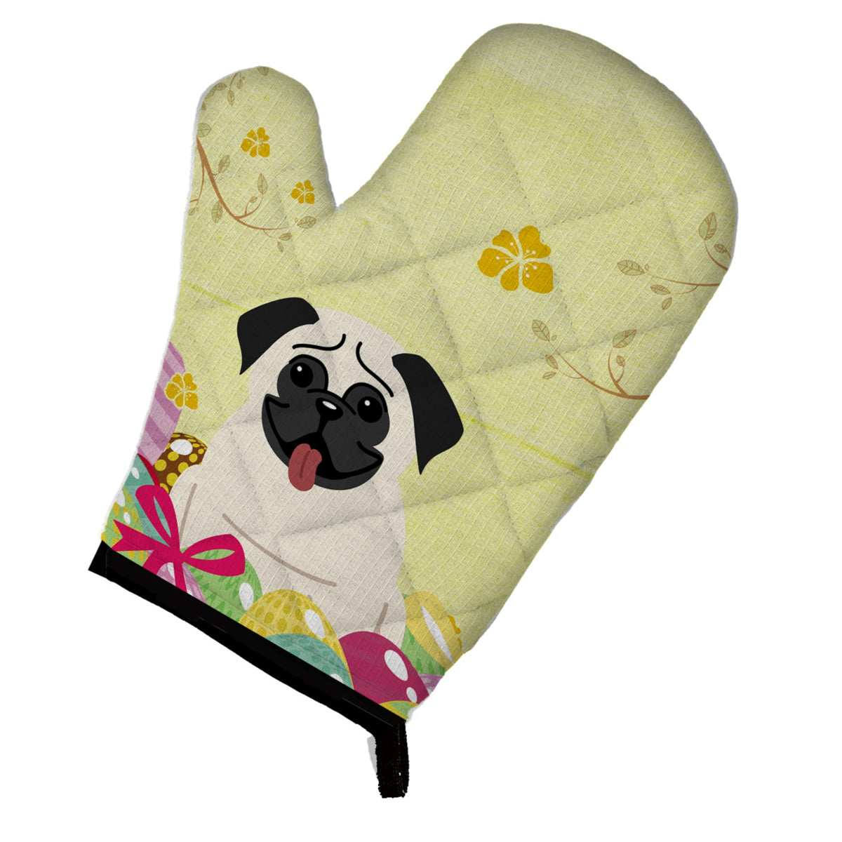 'Caroline'S Treasures Easter Eggs Pug Cream Oven Mitt, Multicolor, 12'''' X 8.5''''''