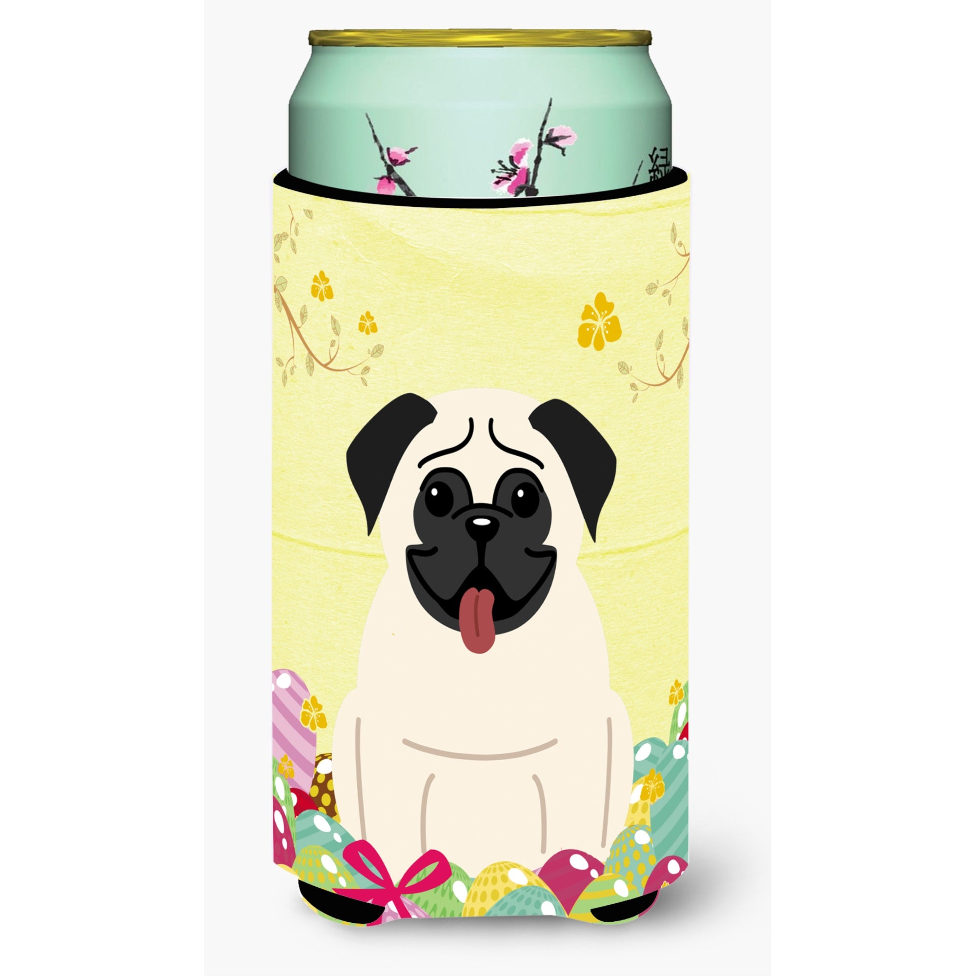 'Caroline'S Treasures Easter Eggs Pug Cream Tall Boy Beverage Insulator Hugger, Multicolor''