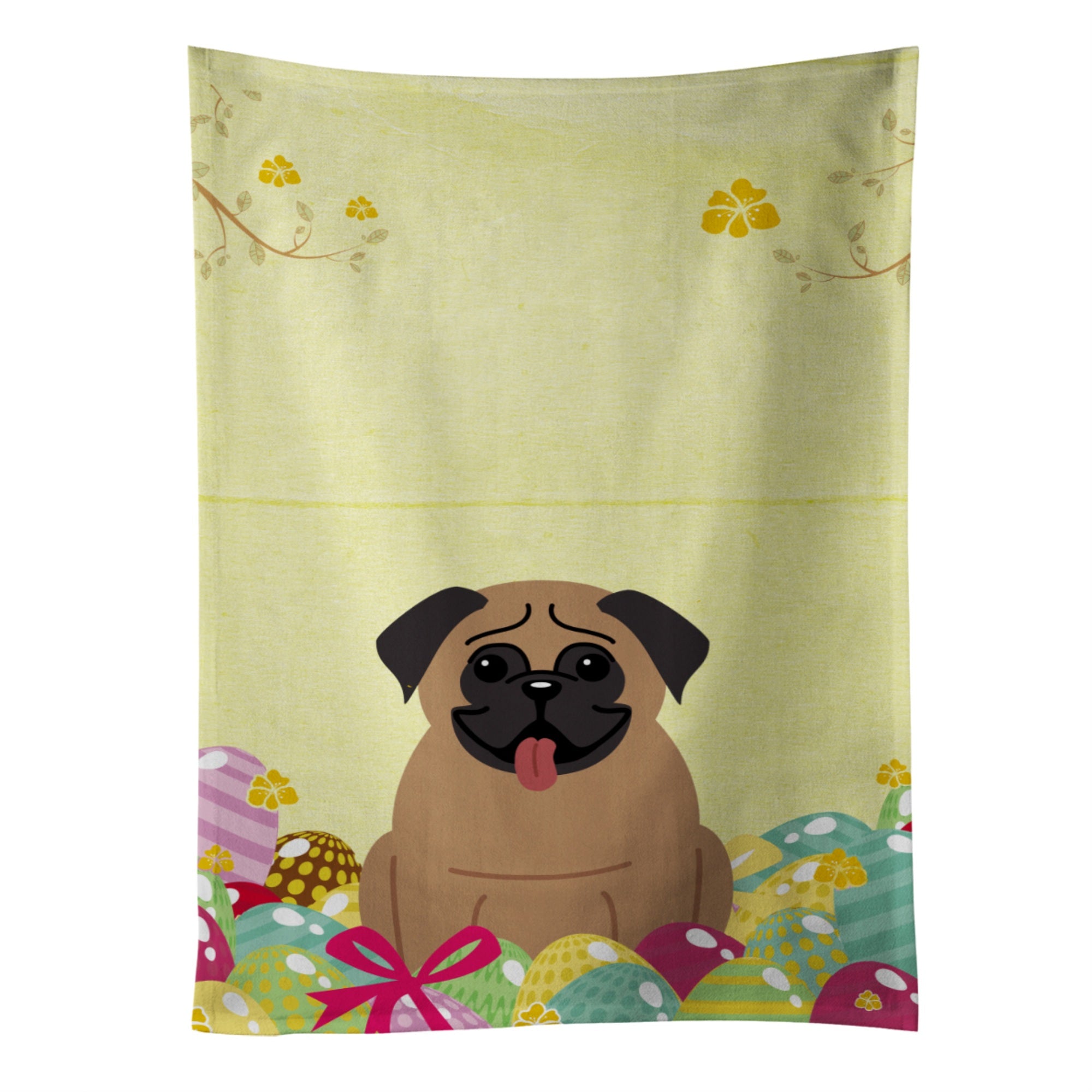 'Caroline'S Treasures Bb6005Ktwl Easter Eggs Pug Brown Kitchen Towel, Multicolor, 25'''' X 15''''''
