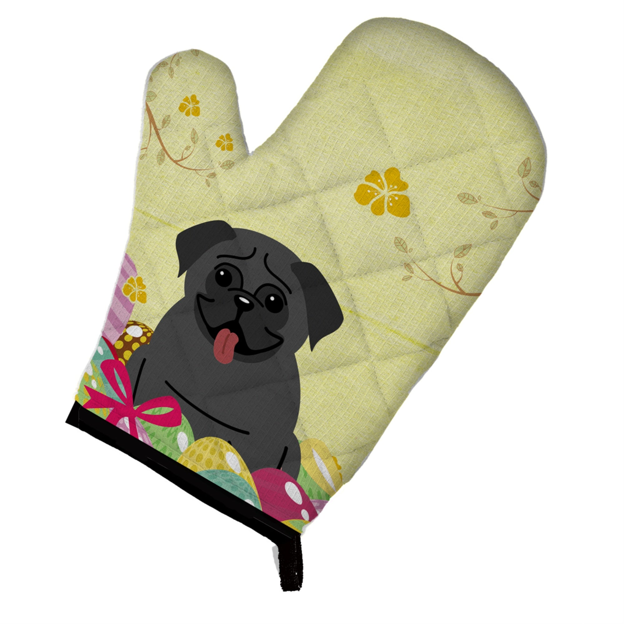 'Caroline'S Treasures Easter Eggs Pug Black Oven Mitt, Multicolor, 12'''' X 8.5''''''