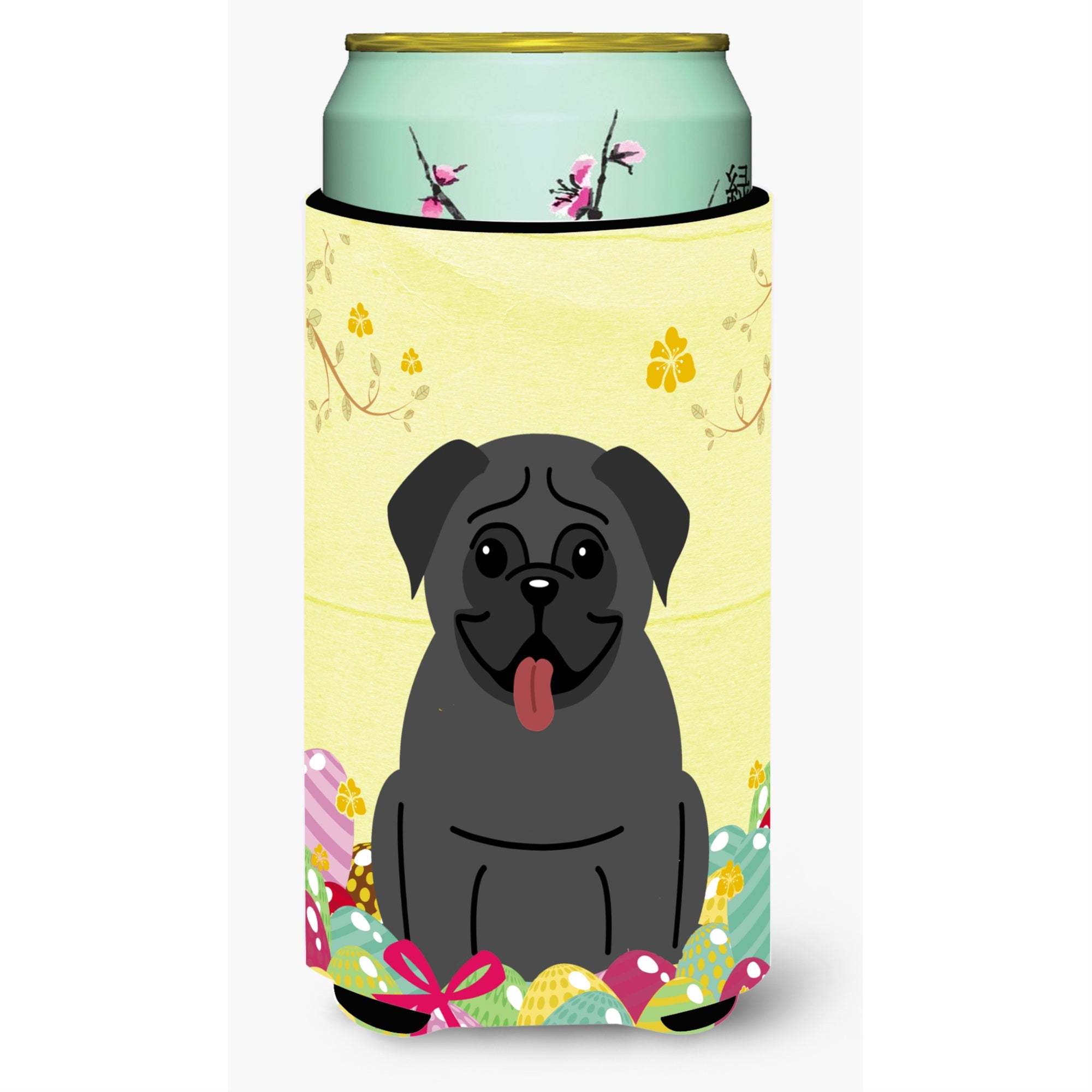 'Caroline'S Treasures Easter Eggs Pug Black Tall Boy Beverage Insulator Hugger, Multicolor''