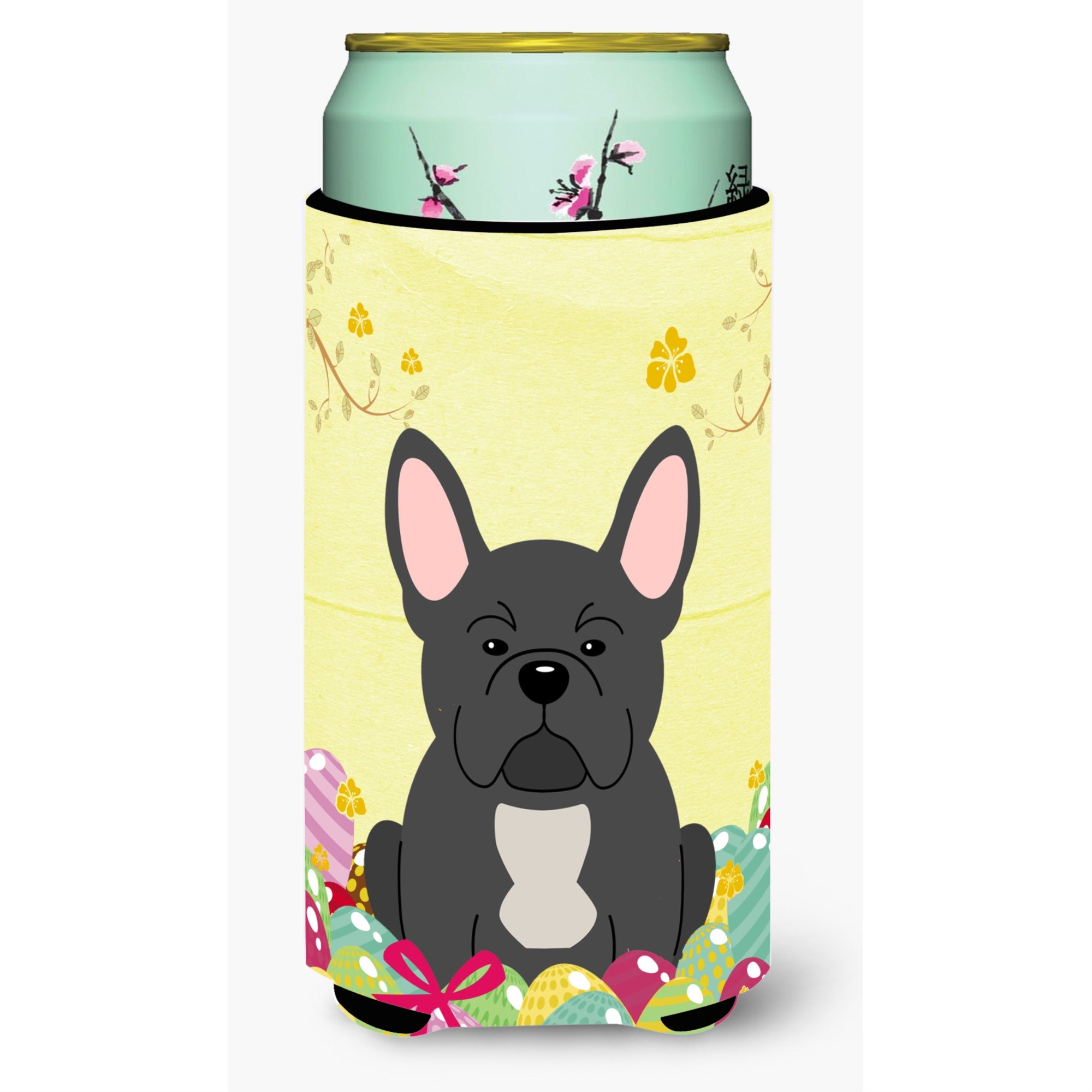 'Caroline'S Treasures Easter Eggs French Bulldog Black Tall Boy Beverage Insulator Hugger, Multicolor''