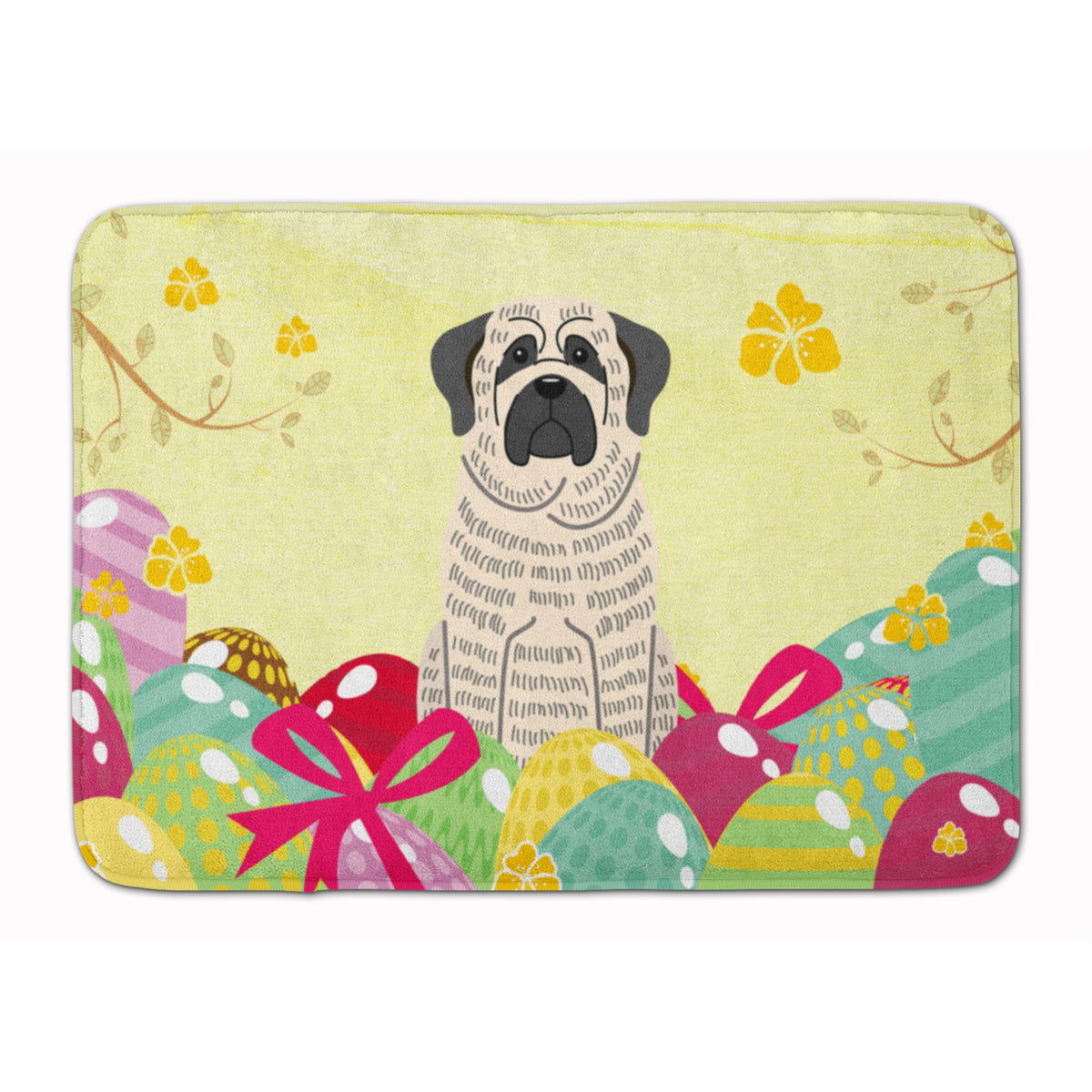 Caroline'S Treasures Easter Eggs Mastiff Brindle White Machine Washable Memory Foam Mat Doormats