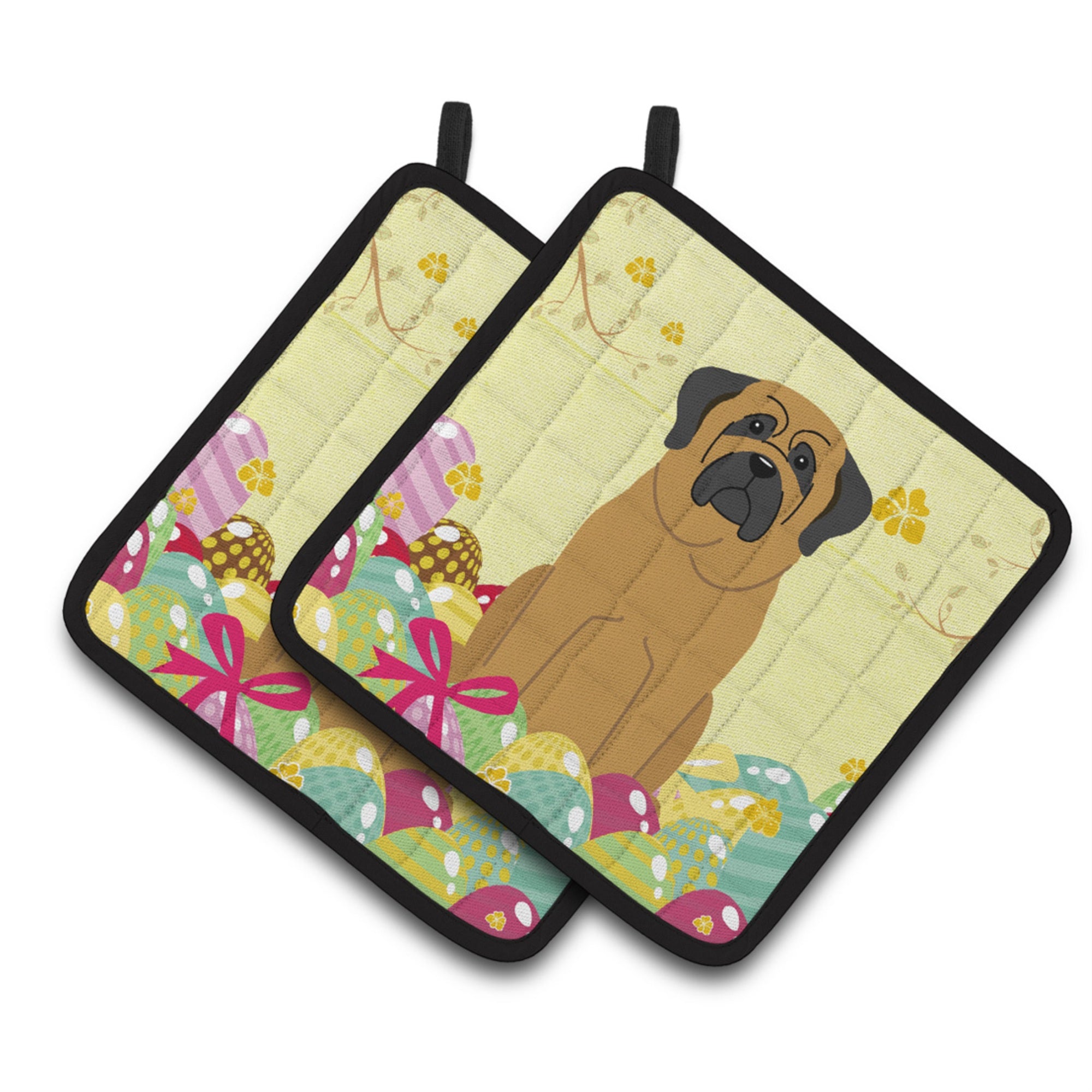 'Caroline'S Treasures Easter Eggs Mastiff Pair Of Pot Holders, 7.5Hx7.5W, Multicolor''