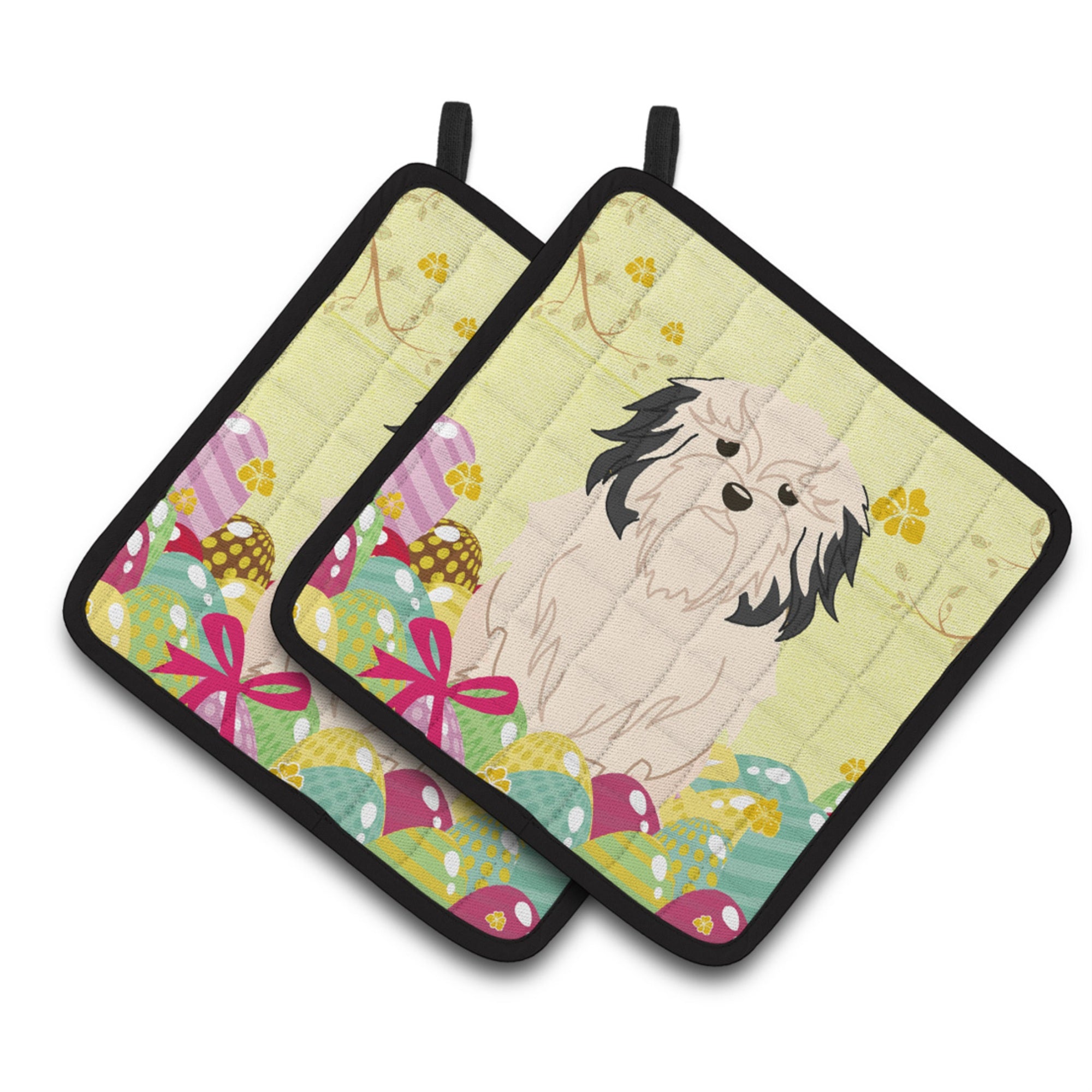 'Caroline'S Treasures Easter Eggs Lowchen Pair Of Pot Holders, 7.5Hx7.5W, Multicolor''