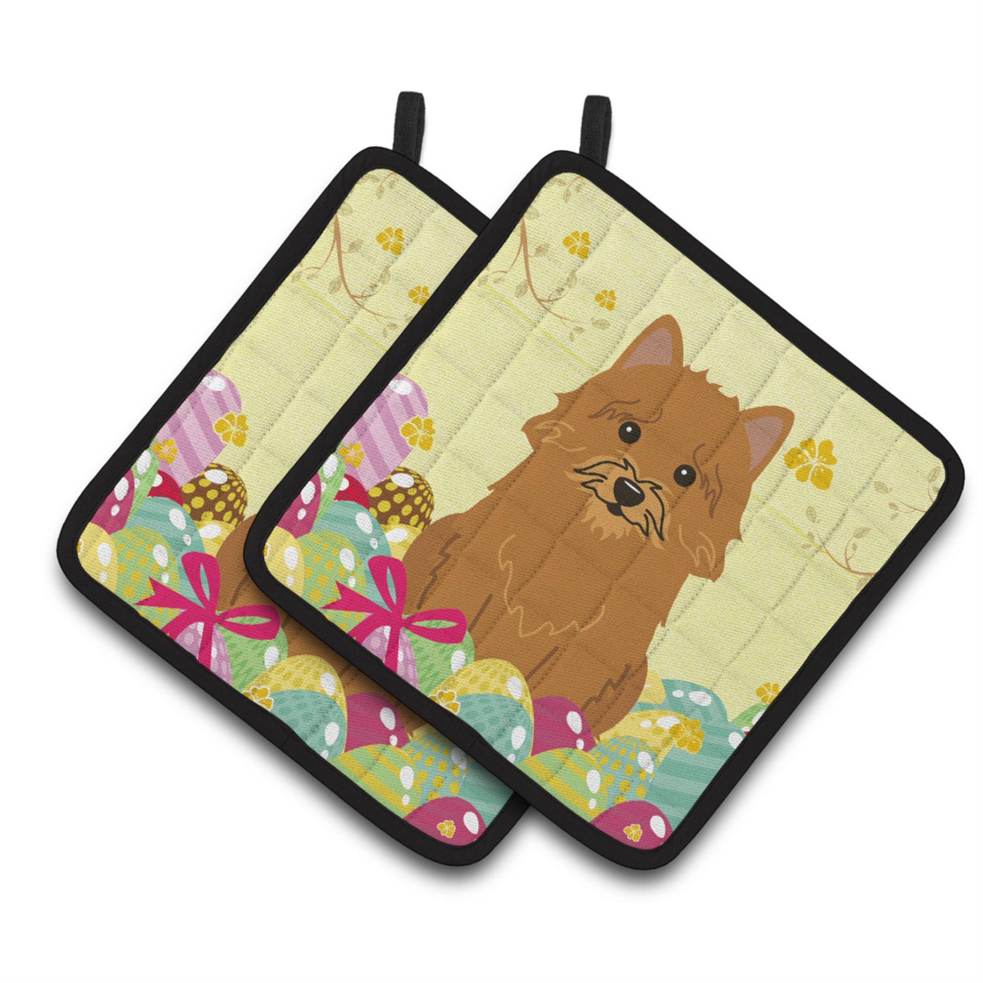 'Caroline'S Treasures Easter Eggs Norwich Terrier Pair Of Pot Holders, 7.5Hx7.5W, Multicolor''