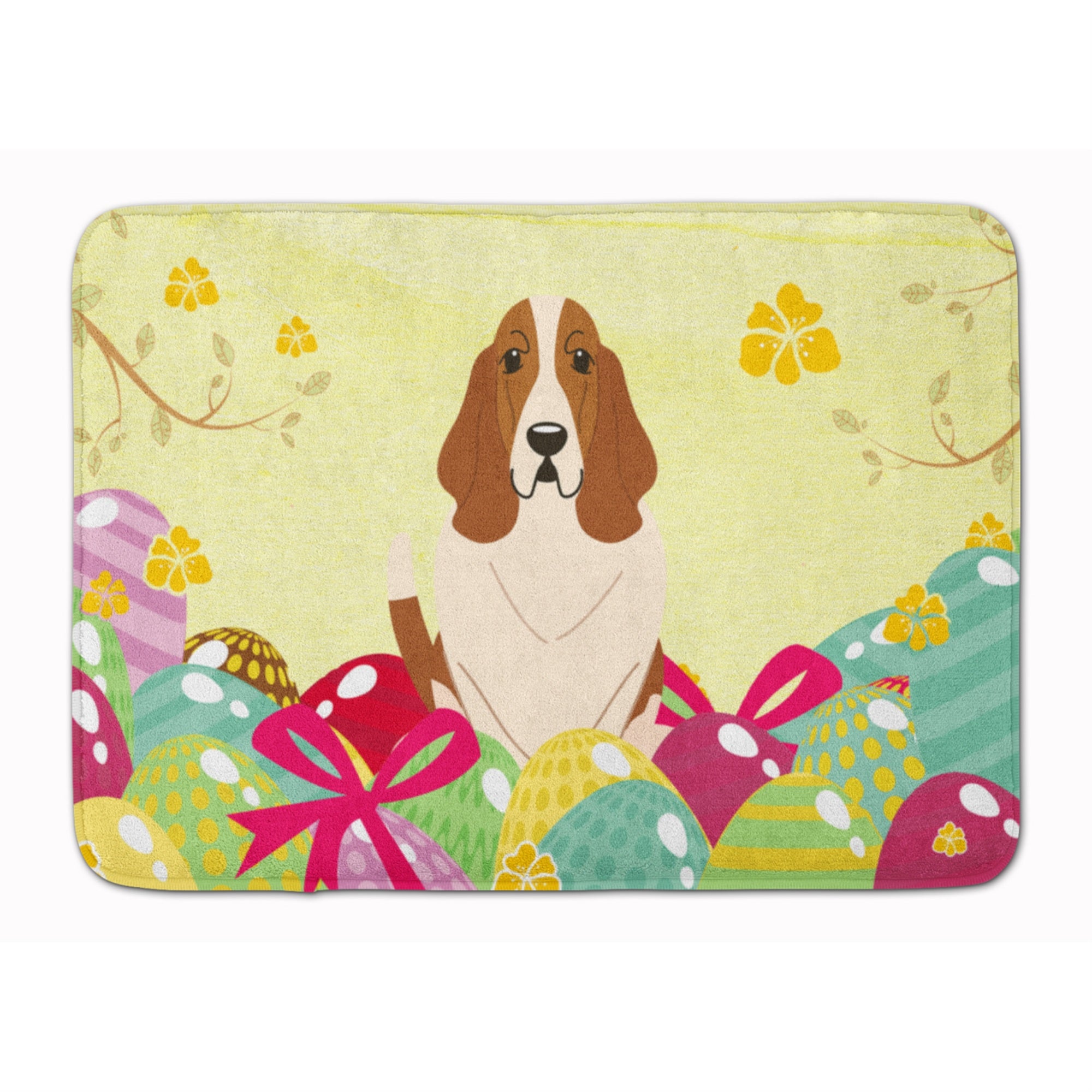 'Caroline'S Treasures Easter Eggs Basset Hound Machine Washable Memory Foam Mat Doormats, Multicolor''