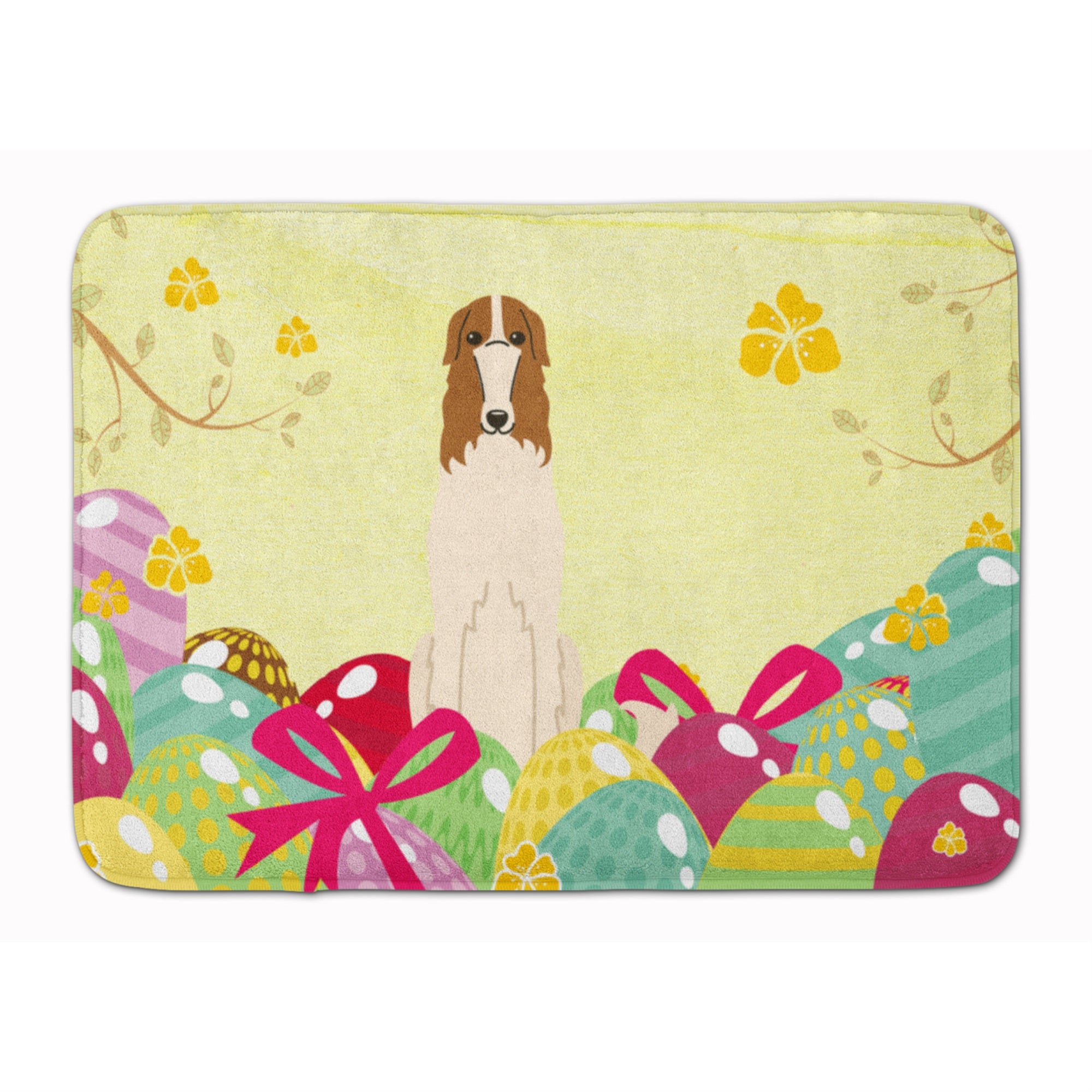 'Caroline'S Treasures Easter Eggs Borzoi Machine Washable Memory Foam Mat Doormats, Multicolor''