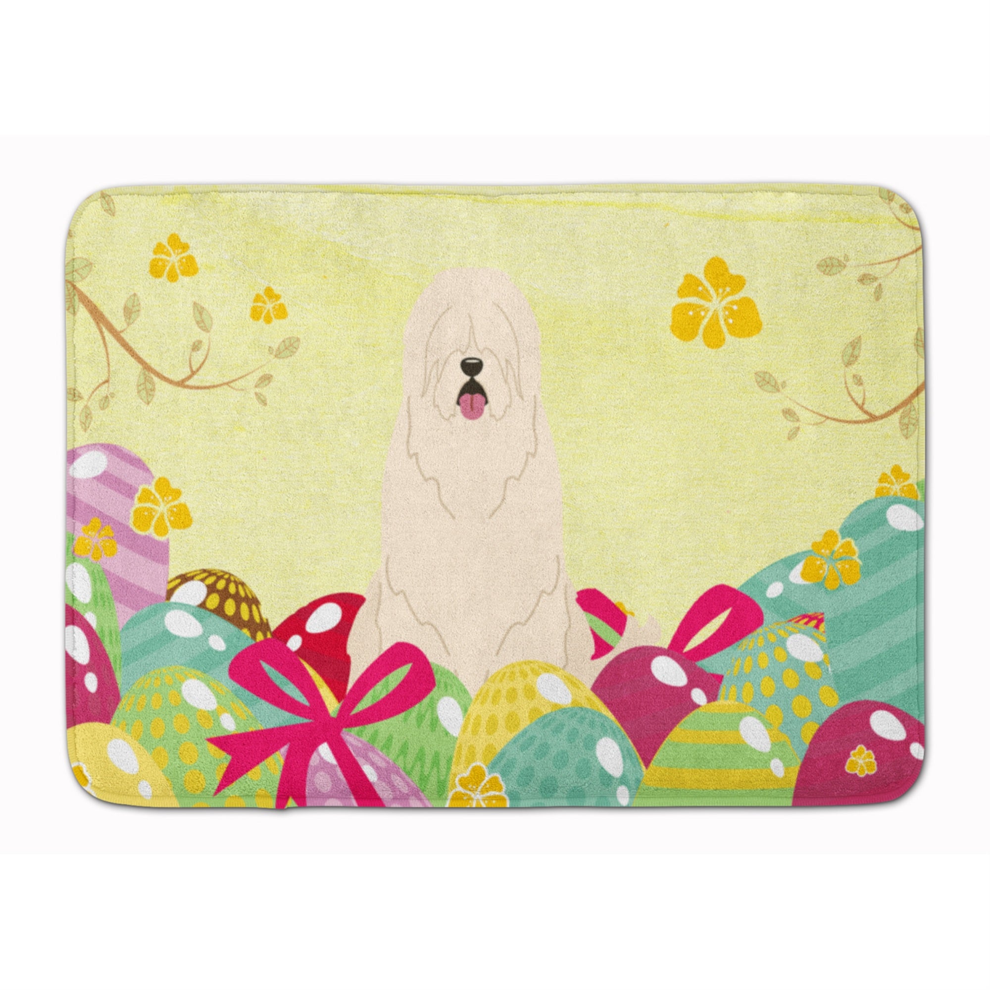 'Caroline'S Treasures Easter Eggs South Russian Sheepdog Machine Washable Memory Foam Mat Doormats, Multicolor''