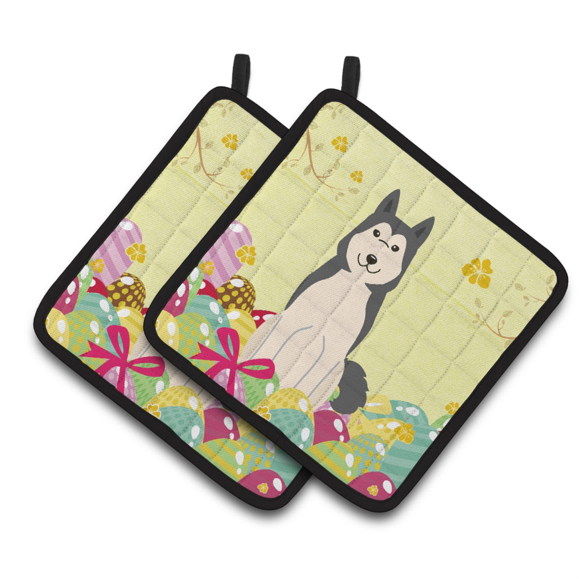 'Caroline'S Treasures Bb6025Pthd Easter Laika Spitz Pair Of Pot Holders, 7.5'''' X 7.5'''', Multicolor''