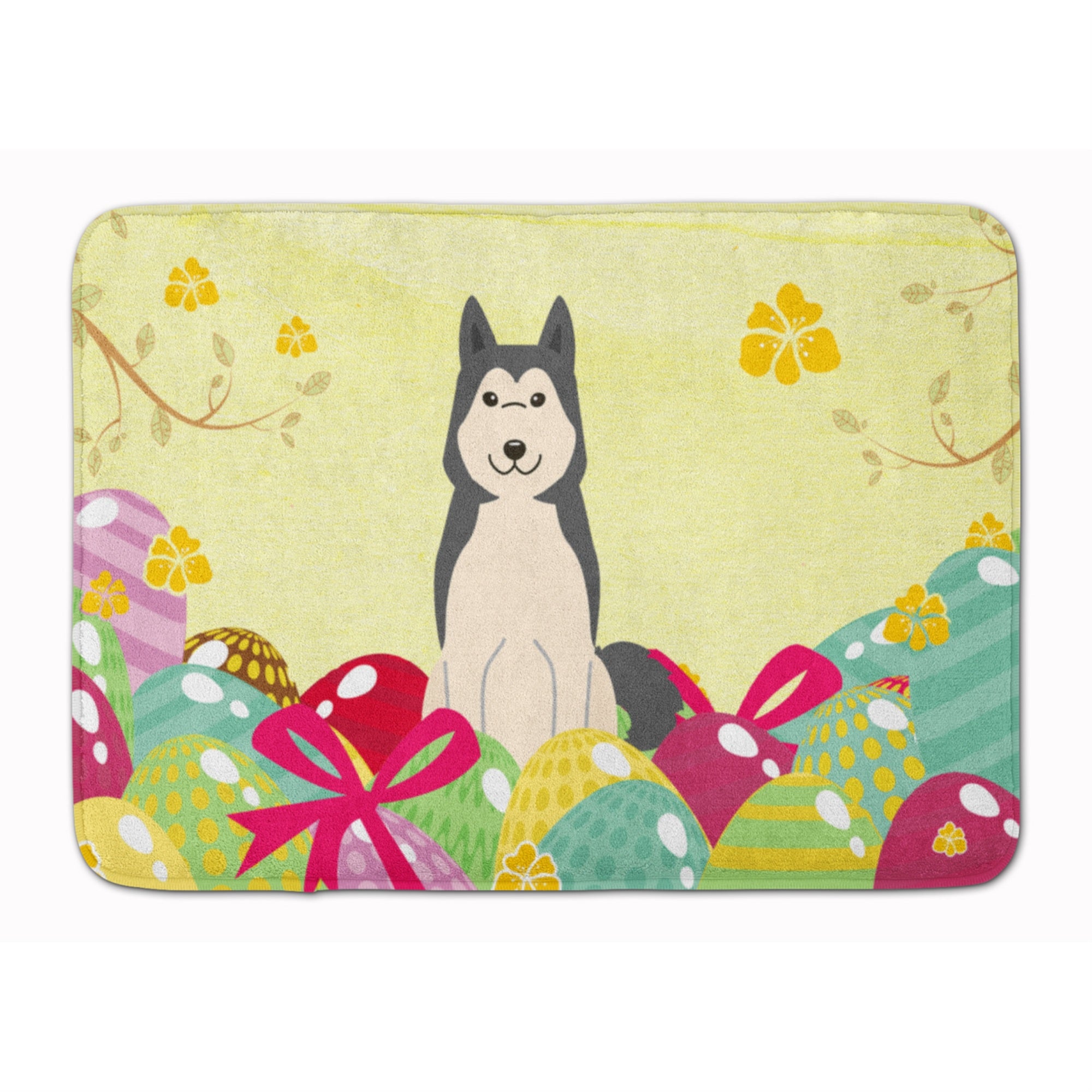 'Caroline'S Treasures Easter Eggs West Siberian Laika Spitz Machine Washable Memory Foam Mat Doormats, Multicolor''