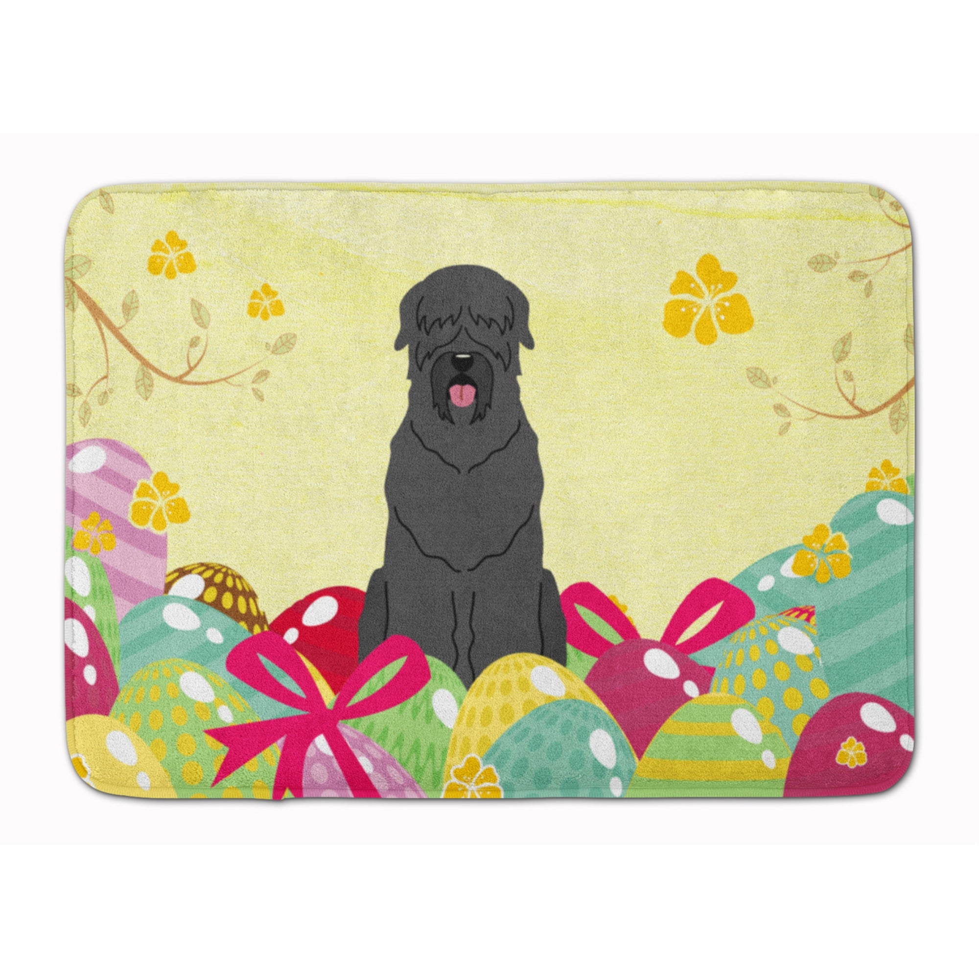 'Caroline'S Treasures Easter Eggs Black Russian Terrier Machine Washable Memory Foam Mat Doormats, Multicolor''