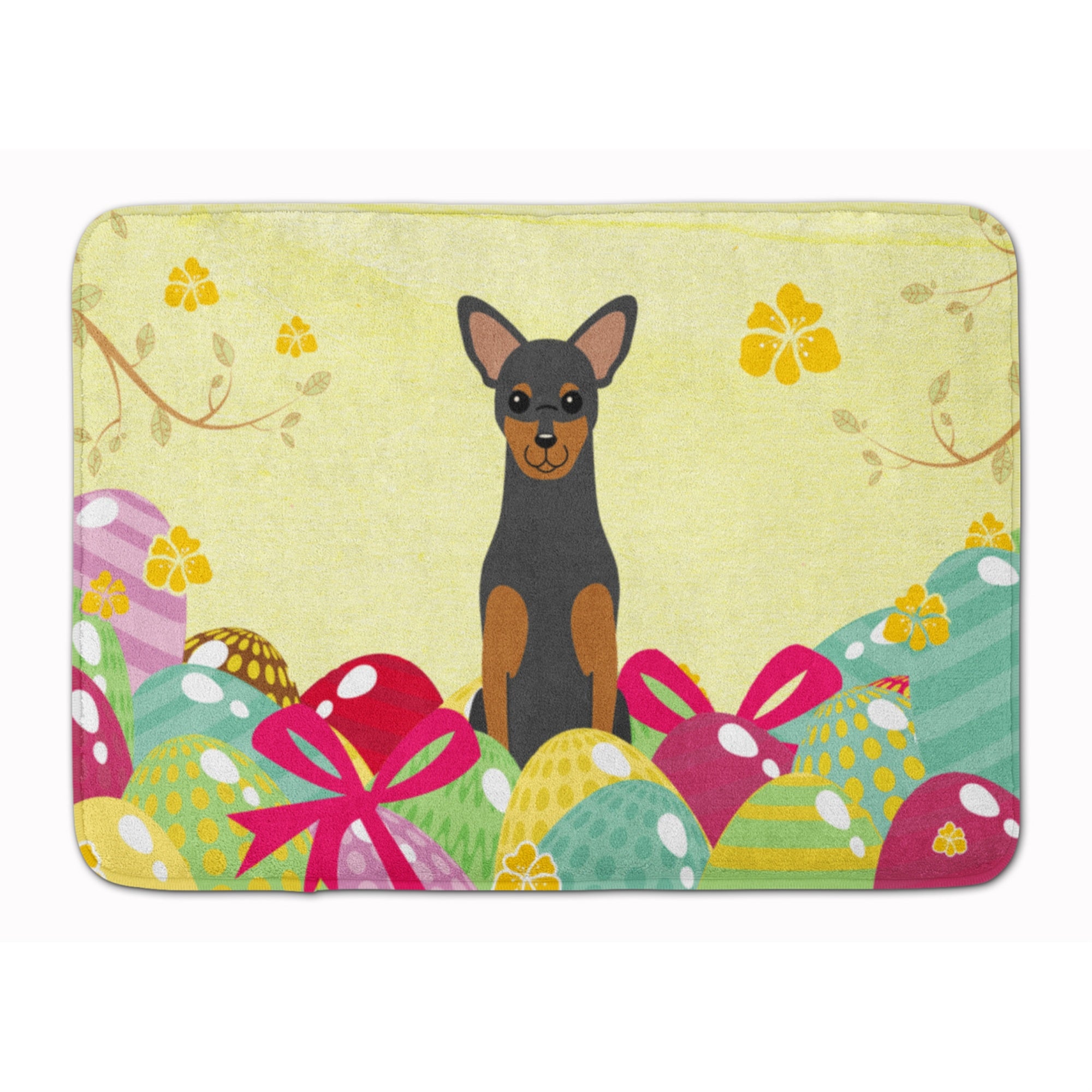'Caroline'S Treasures Easter Eggs Manchester Terrier Machine Washable Memory Foam Mat Doormats, Multicolor''