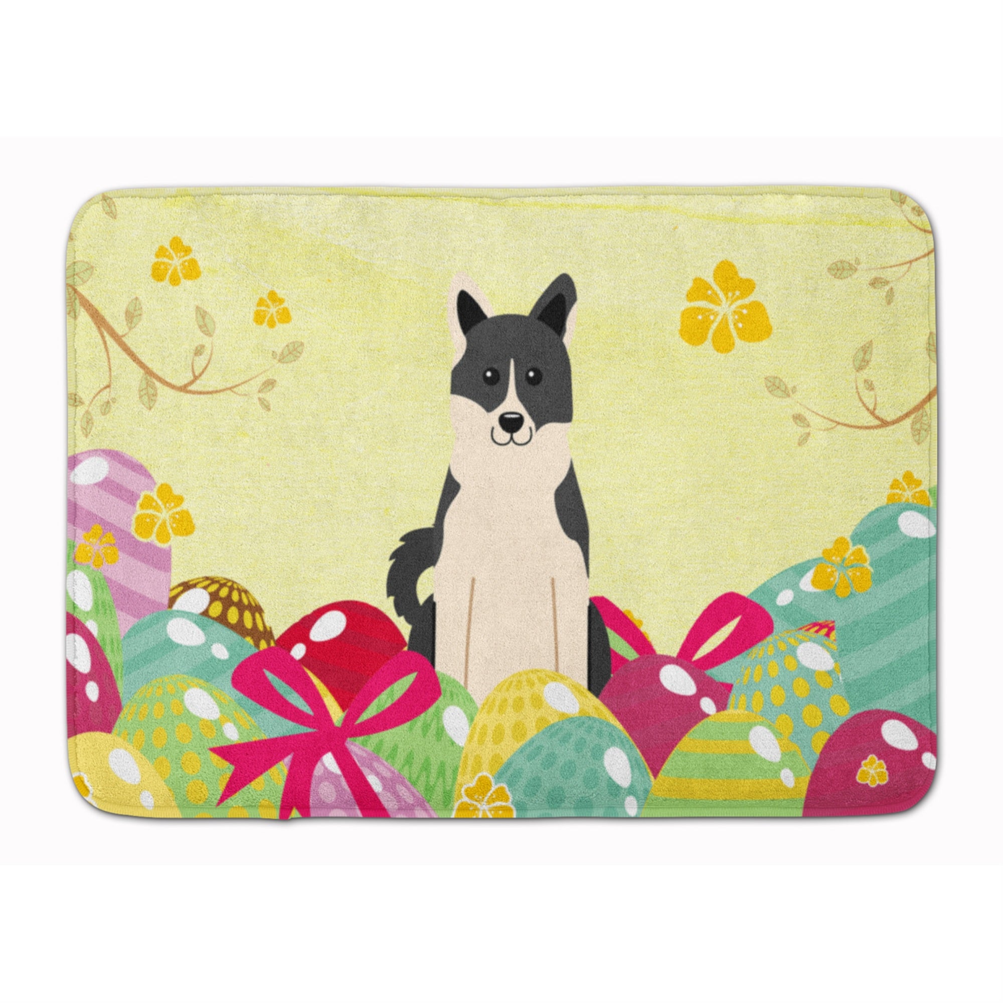 'Caroline'S Treasures Easter Eggs Russo-European Laika Spitz Machine Washable Memory Foam Mat Doormats, Multicolor''