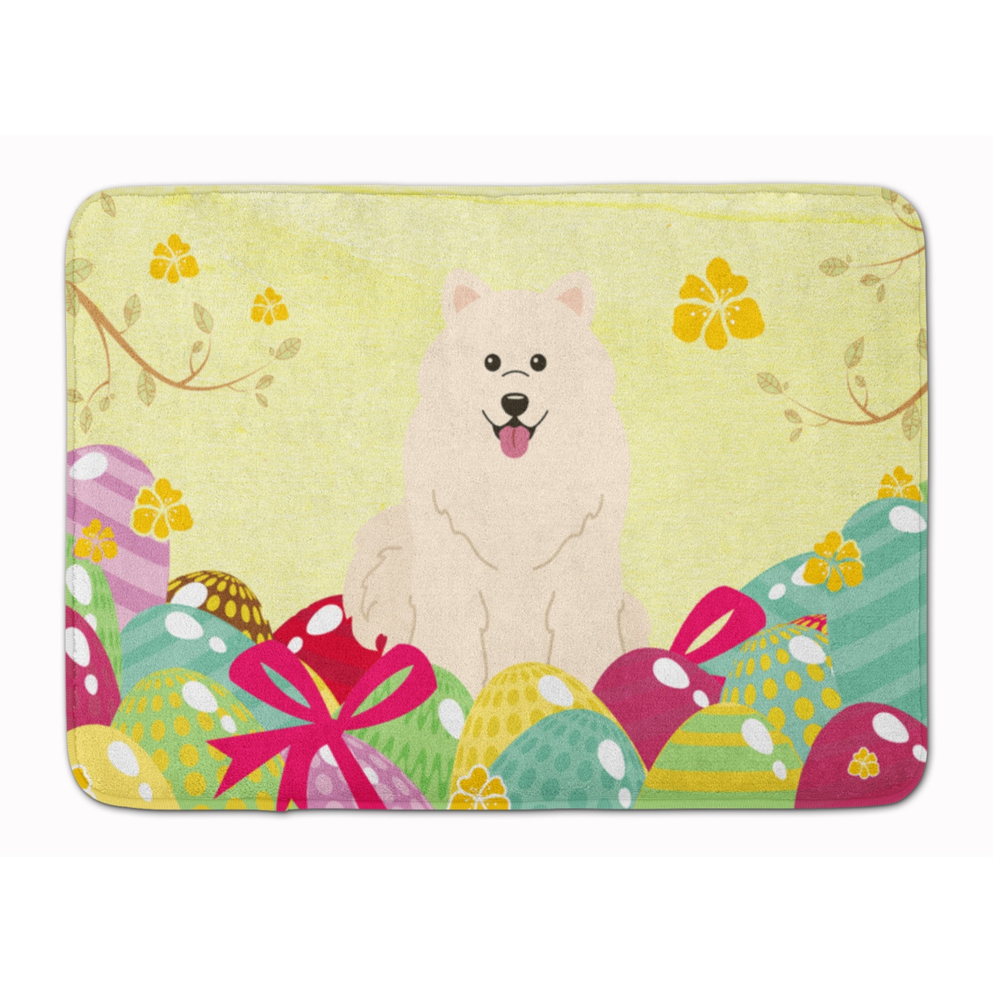 'Caroline'S Treasures Easter Eggs Samoyed Machine Washable Memory Foam Mat Doormats, Multicolor''