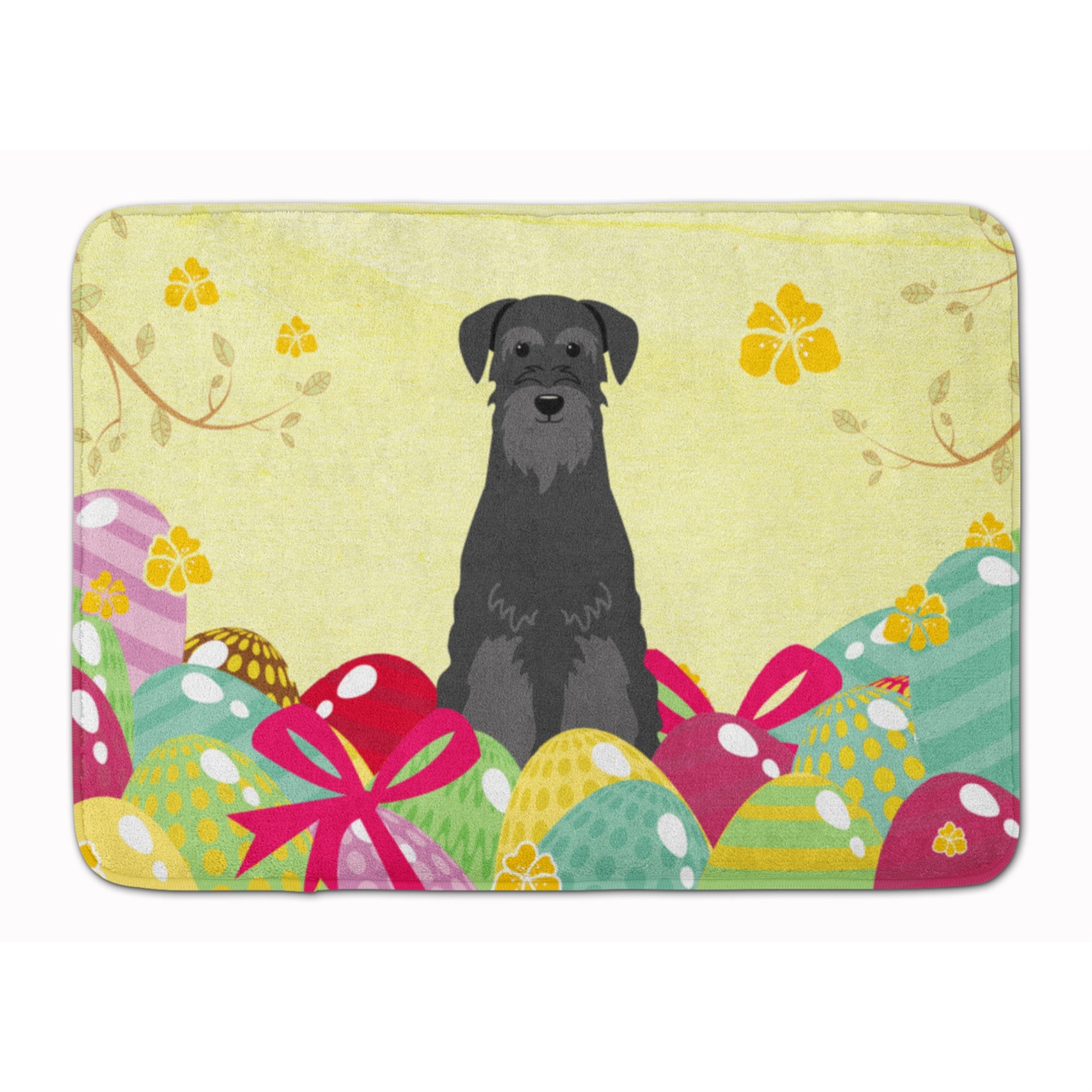 'Caroline'S Treasures Easter Eggs Standard Schnauzer Black Machine Washable Memory Foam Mat Doormats, Multicolor''