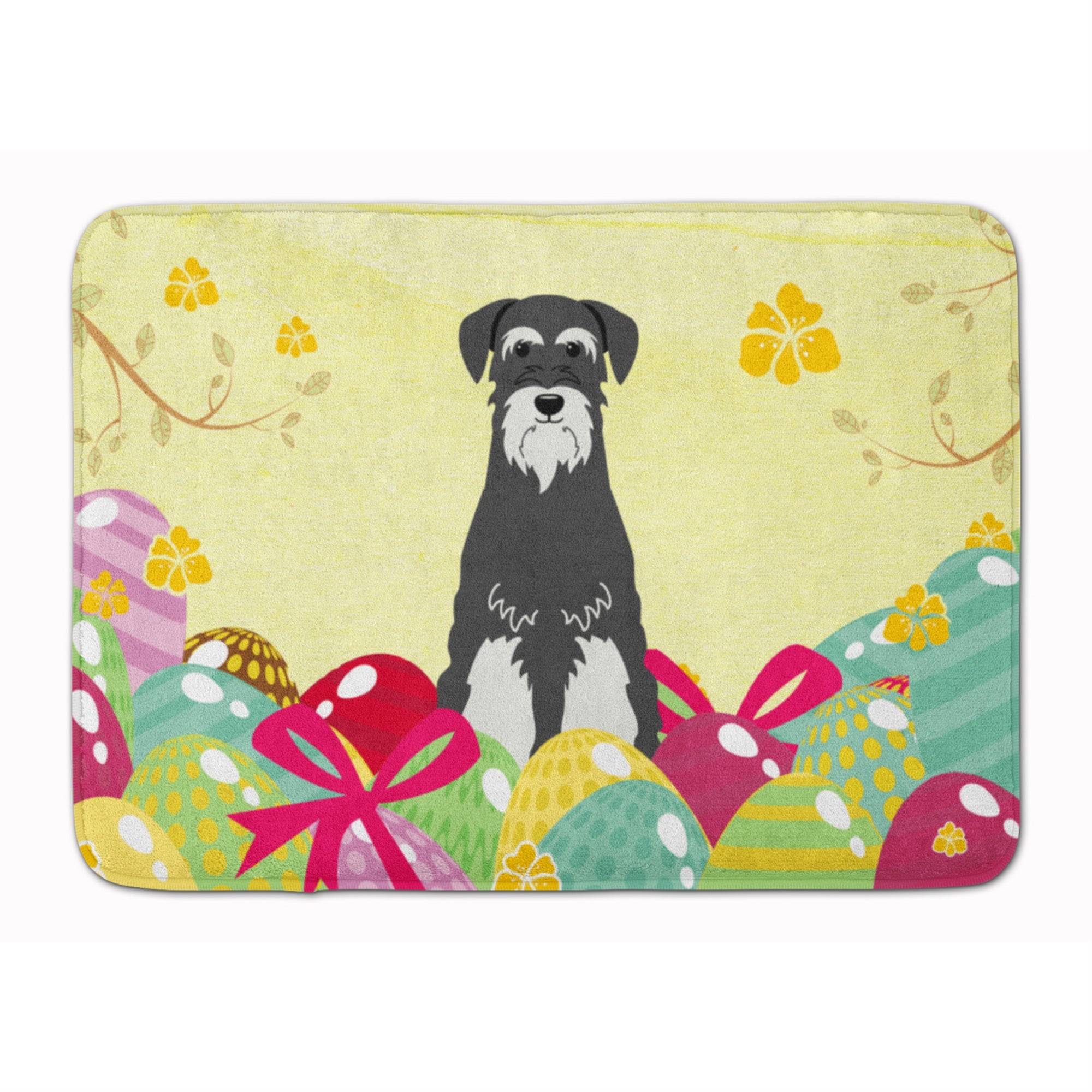 'Caroline'S Treasures Easter Eggs Standard Schnauzer Salt And Pepper Machine Washable Memory Foam Mat Doormats, Multicolor''