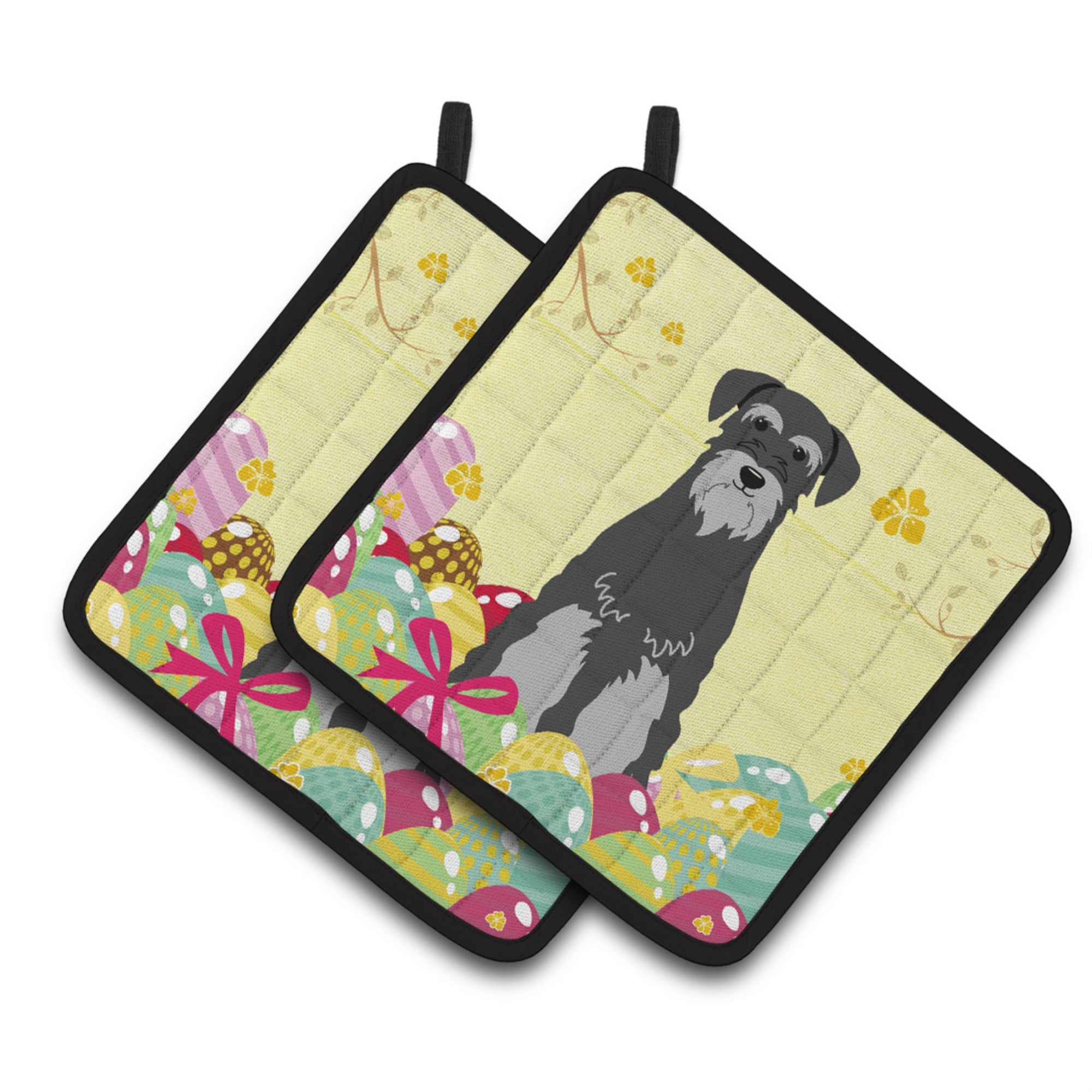'Caroline'S Treasures Bb6034Pthd Easter Standard Schnauzer Pair Of Pot Holders, 7.5'''' X 7.5'''', Multicolor''
