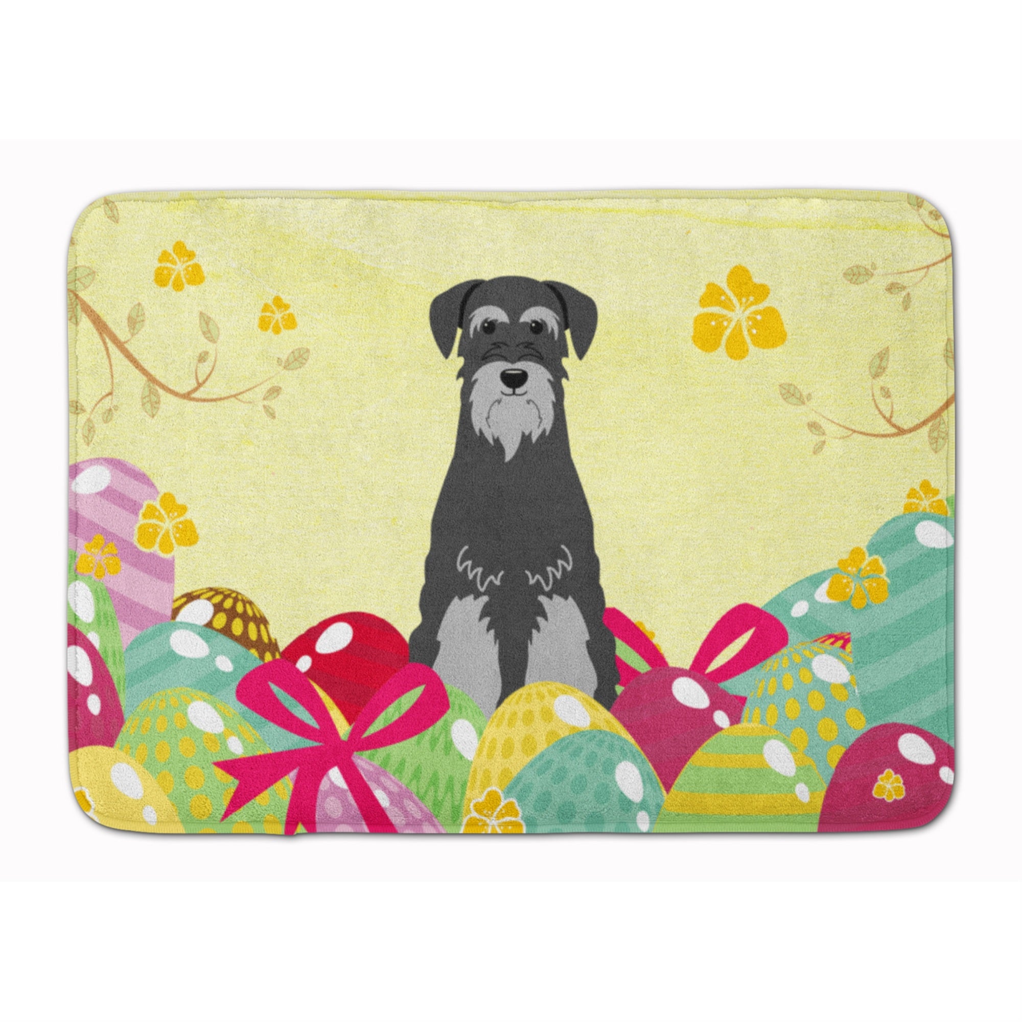 'Caroline'S Treasures Easter Eggs Standard Schnauzer Black Grey Machine Washable Memory Foam Mat Doormats, Multicolor''