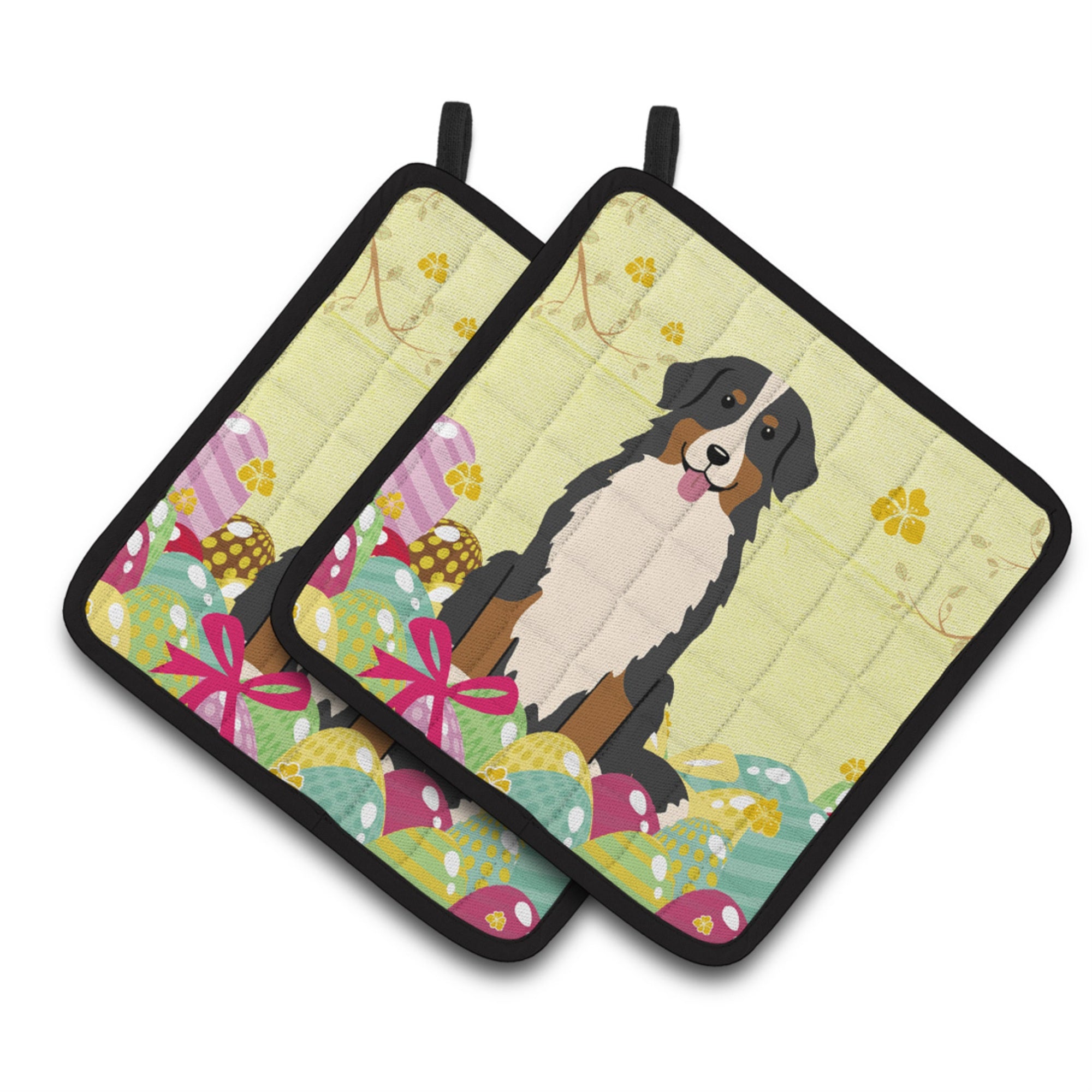 'Caroline'S Treasures Easter Bernese Mountain Dog Pair Of Pot Holders, 7.5Hx7.5W, Multicolor''