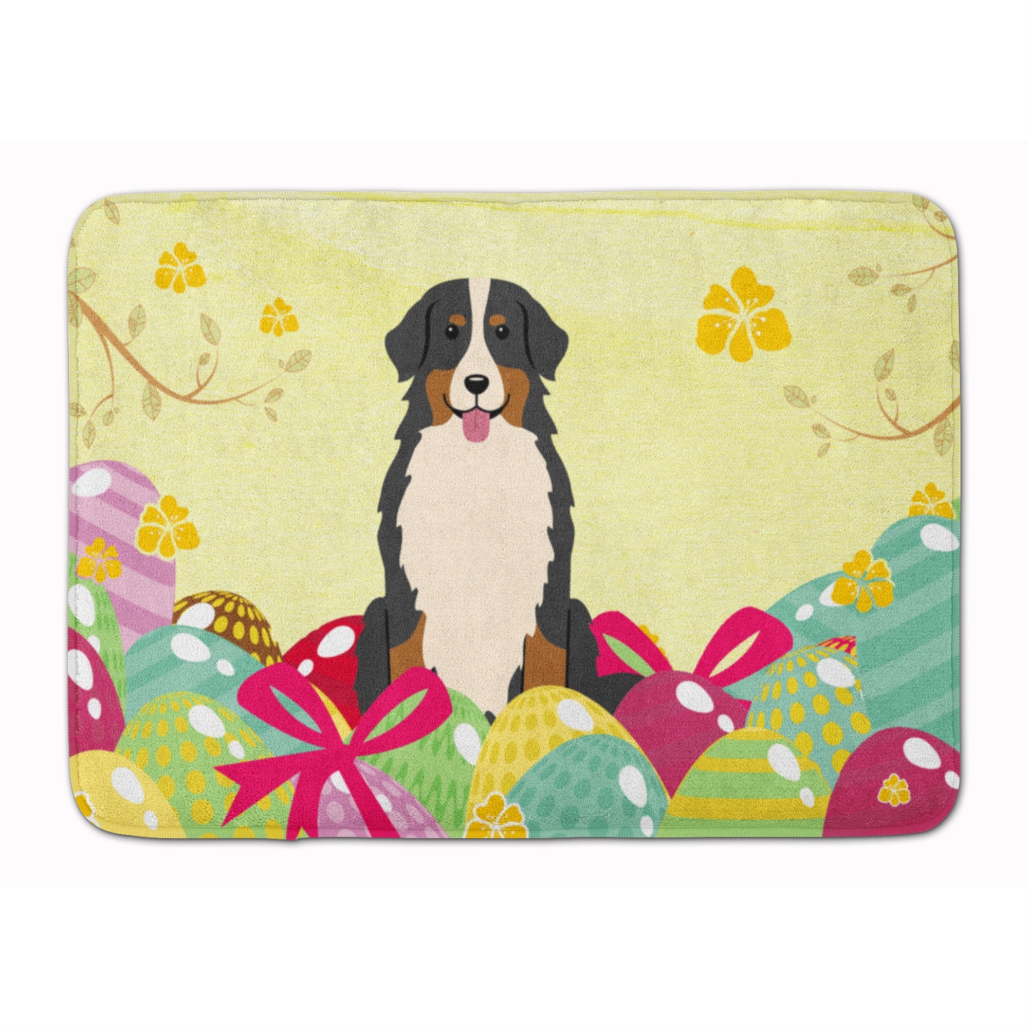 'Caroline'S Treasures Easter Eggs Bernese Mountain Dog Machine Washable Memory Foam Mat Doormats, Multicolor''