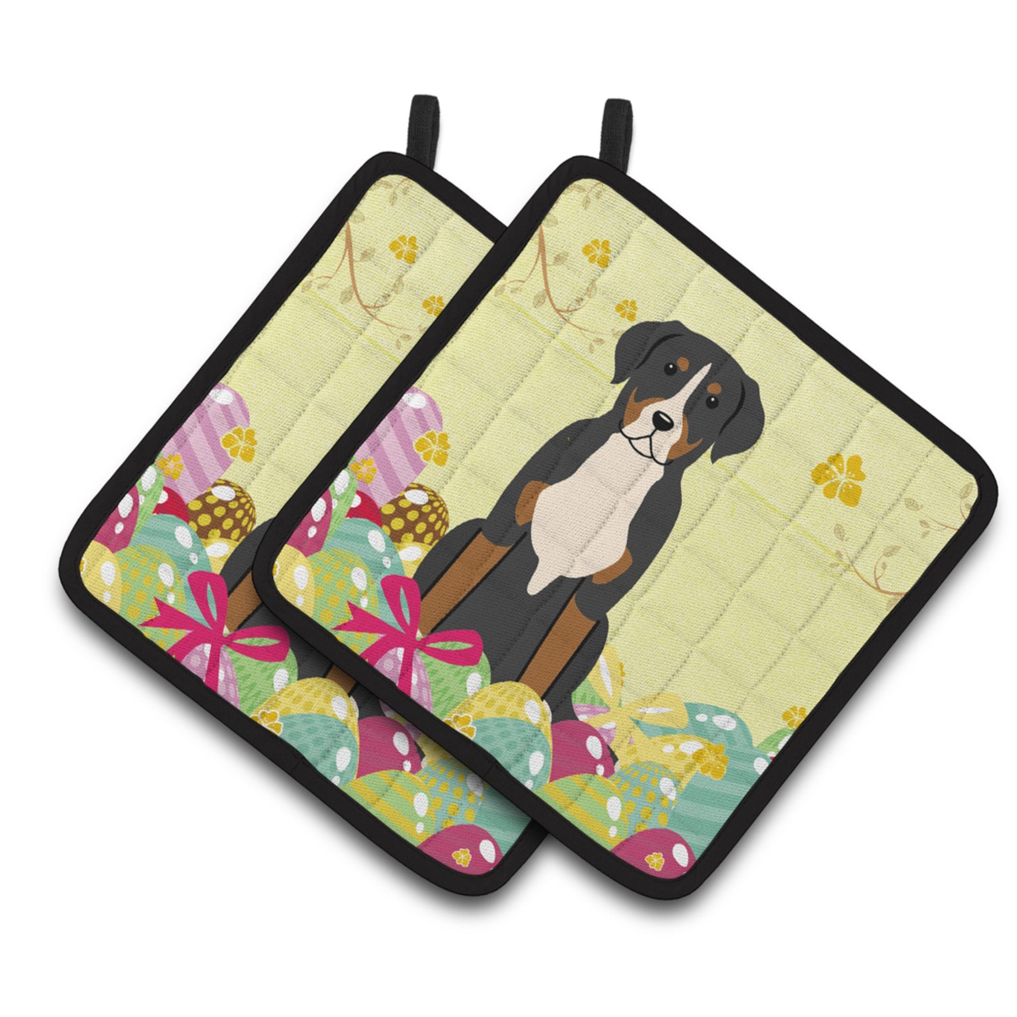 'Caroline'S Treasures Easter Greater Swiss Mt Dog Pair Of Pot Holders, 7.5Hx7.5W, Multicolor''