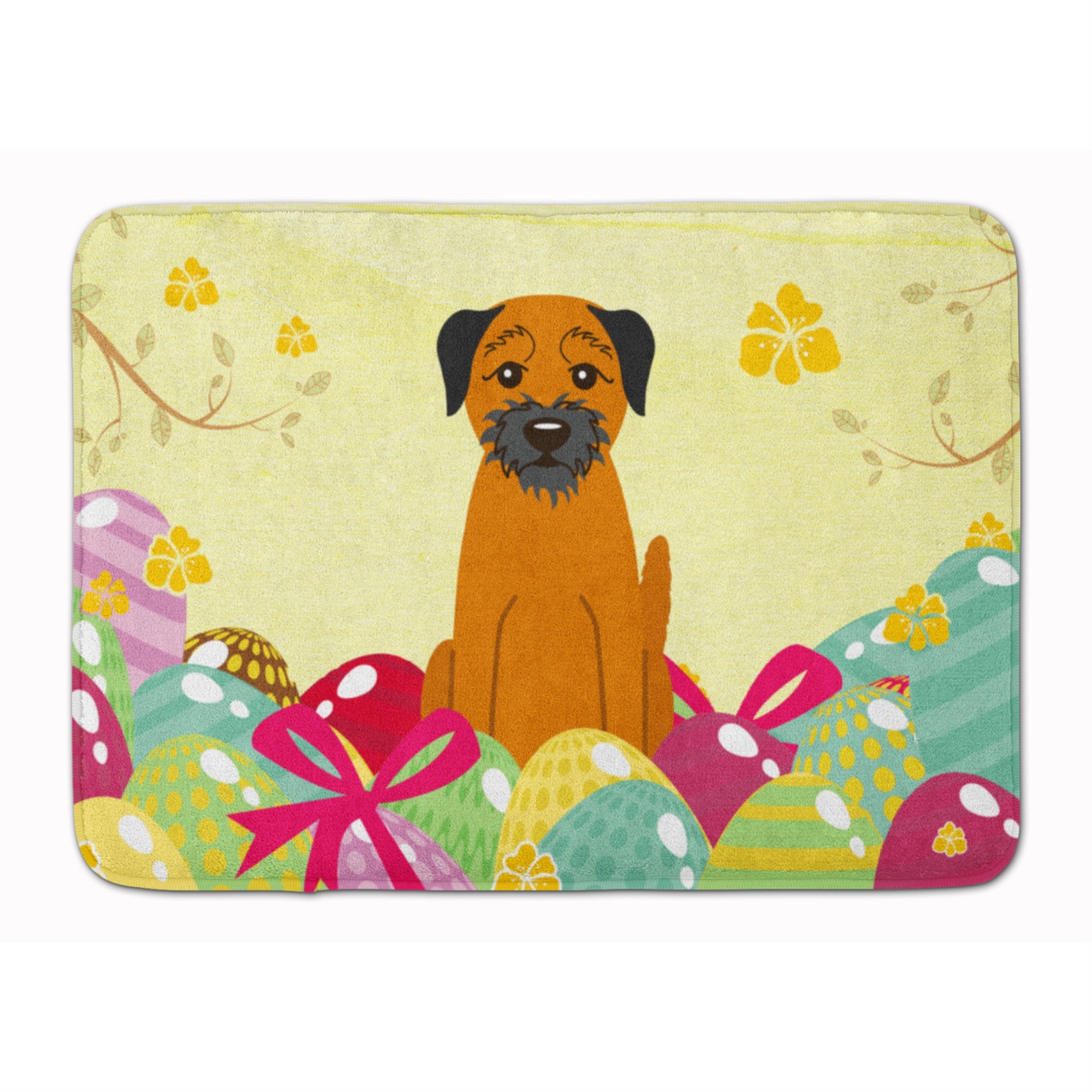 'Caroline'S Treasures Easter Eggs Border Terrier Machine Washable Memory Foam Mat Doormats, Multicolor''