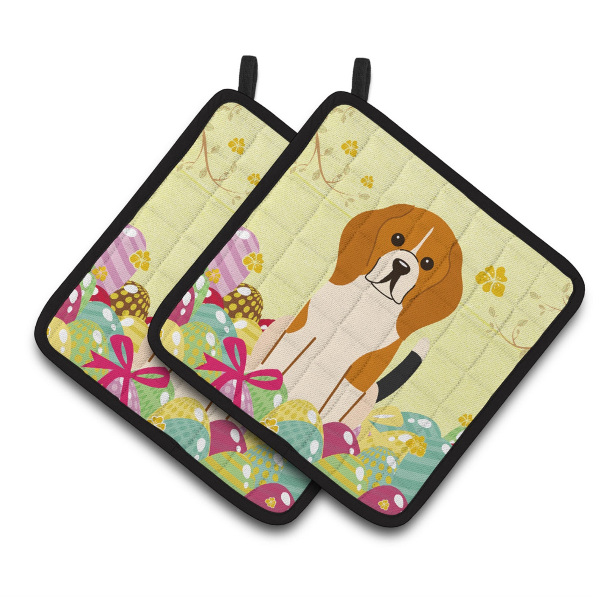 'Caroline'S Treasures Easter Eggs Beagle Tricolor Pair Of Pot Holders, 7.5Hx7.5W, Multicolor''