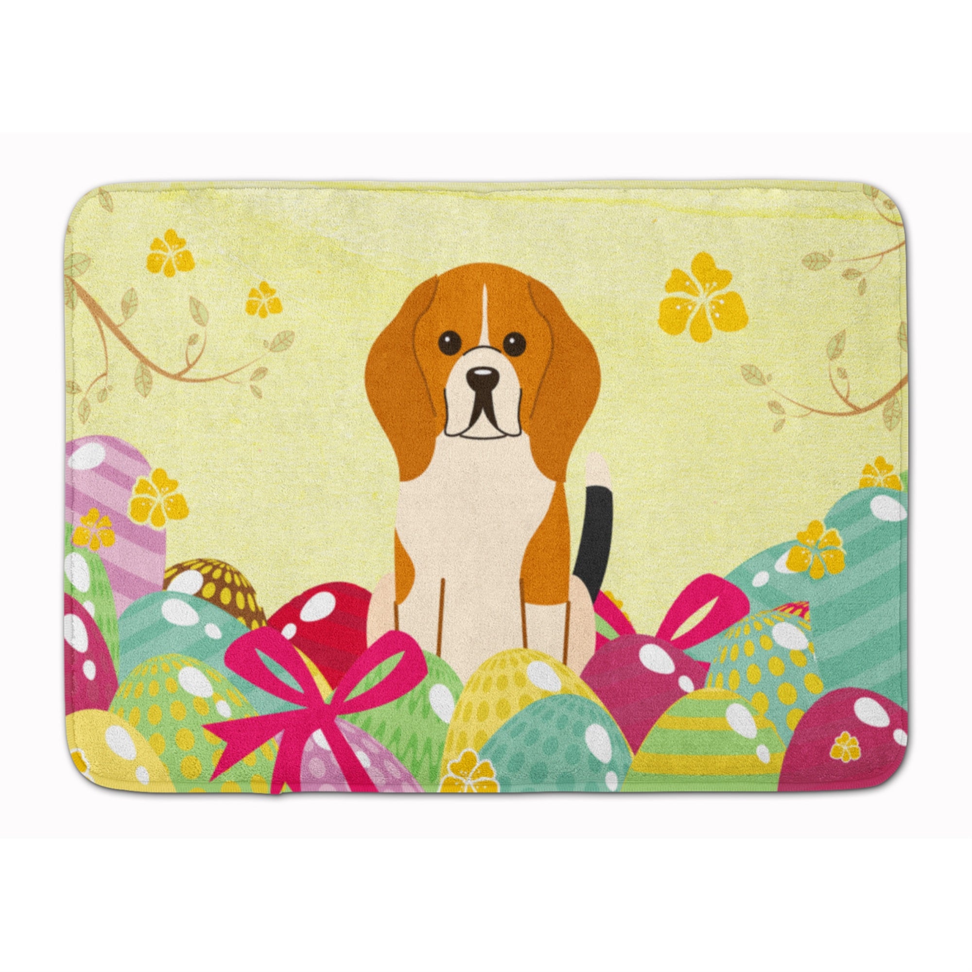 'Caroline'S Treasures Easter Eggs Beagle Tricolor Machine Washable Memory Foam Mat Doormats, Multicolor''