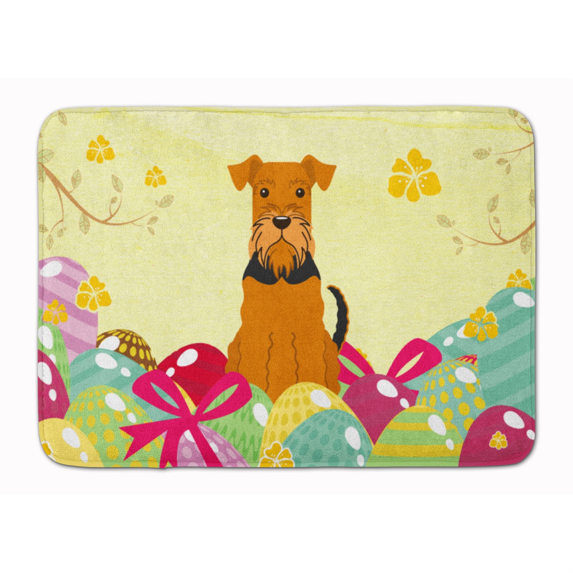 'Caroline'S Treasures Easter Eggs Airedale Machine Washable Memory Foam Mat Doormats, Multicolor''