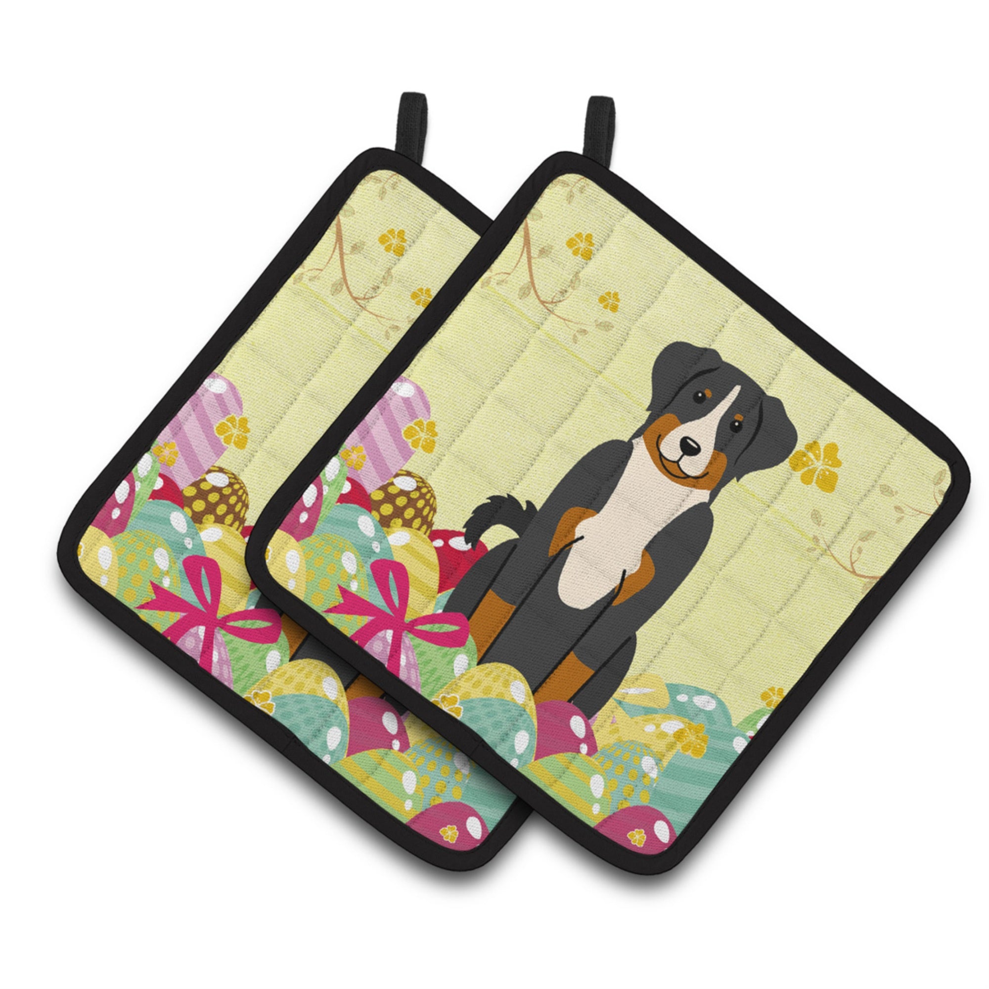 'Caroline'S Treasures Easter Appenzeller Sennenhund Pair Of Pot Holders, 7.5Hx7.5W, Multicolor''