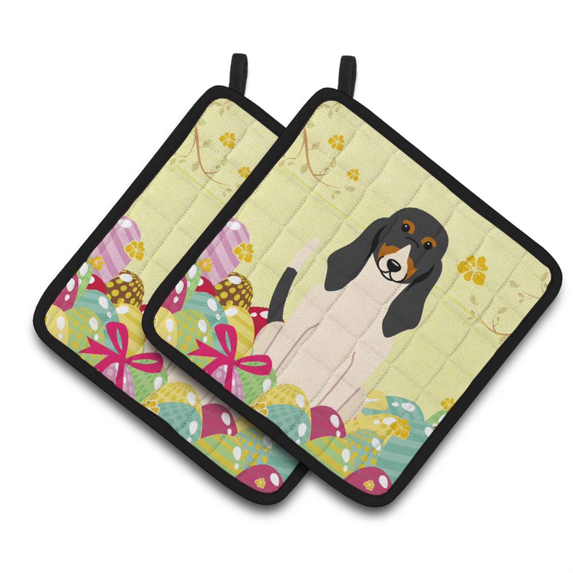 'Caroline'S Treasures Easter Eggs Swiss Hound Pair Of Pot Holders, 7.5Hx7.5W, Multicolor''